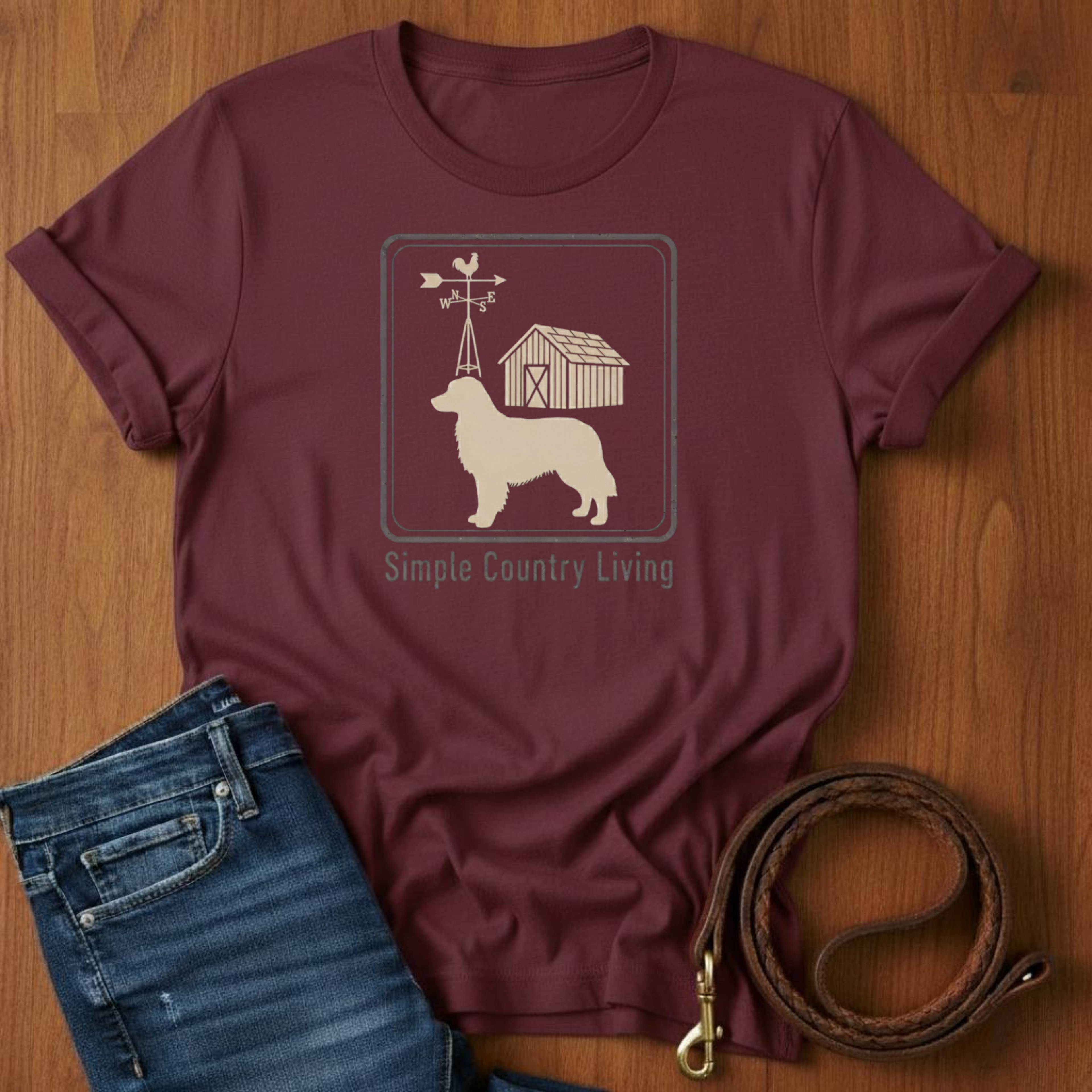 Simple Country Living Golden Retriever T-Shirt