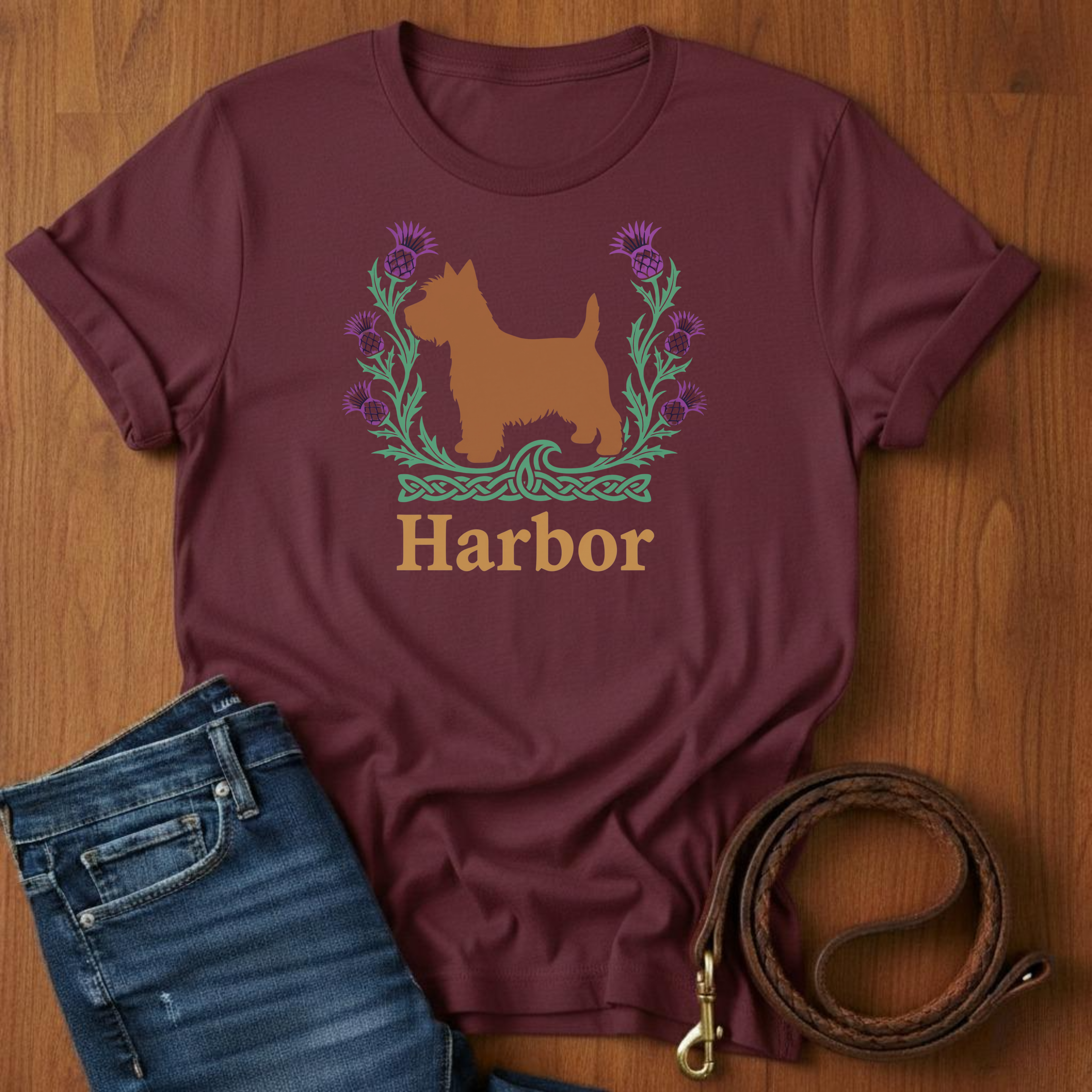 Harbor Scottish Terrier T-Shirt — detail view — Always My Dog