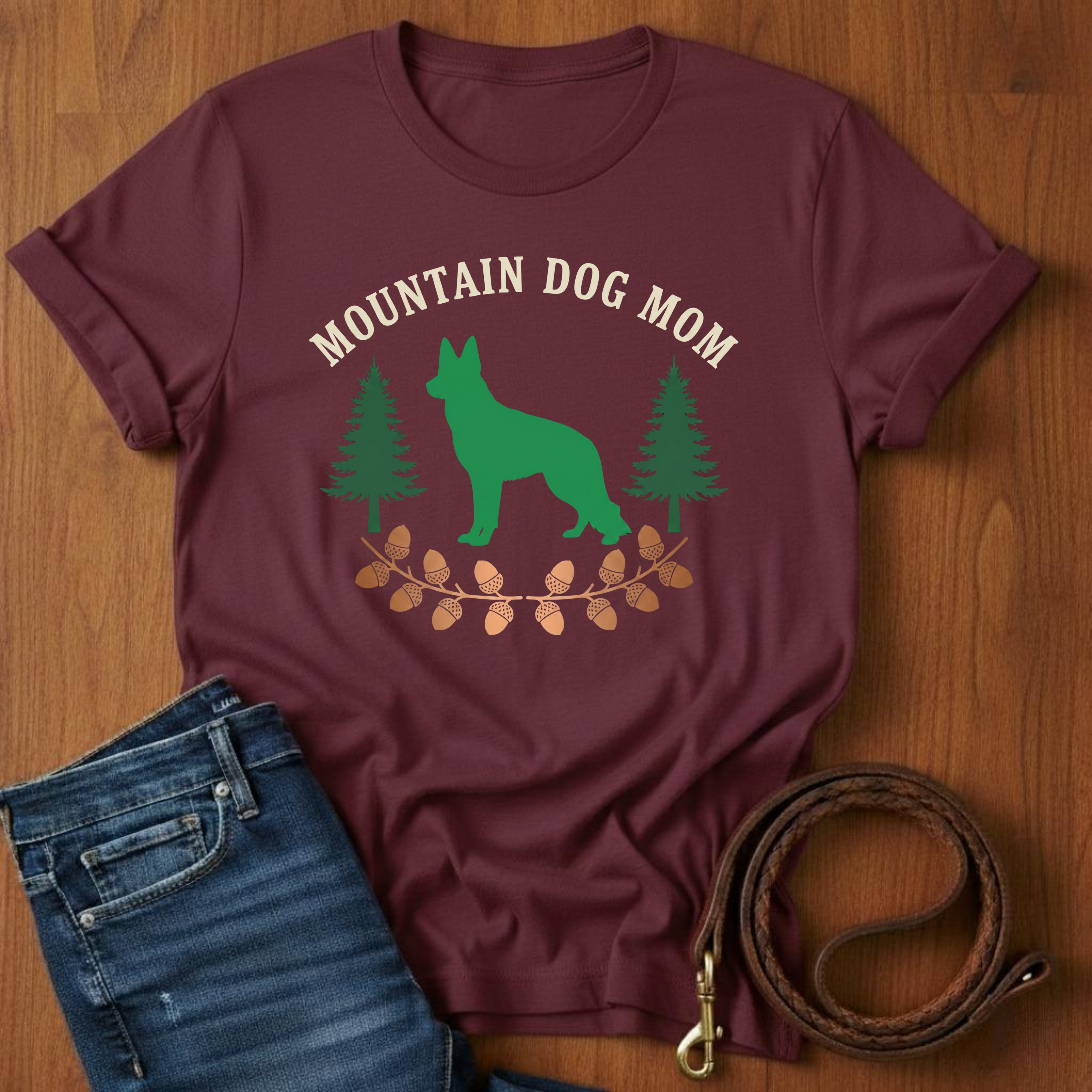 Mountain Dog Mom German Shepherd T-Shirt — detail view — Always My Dog