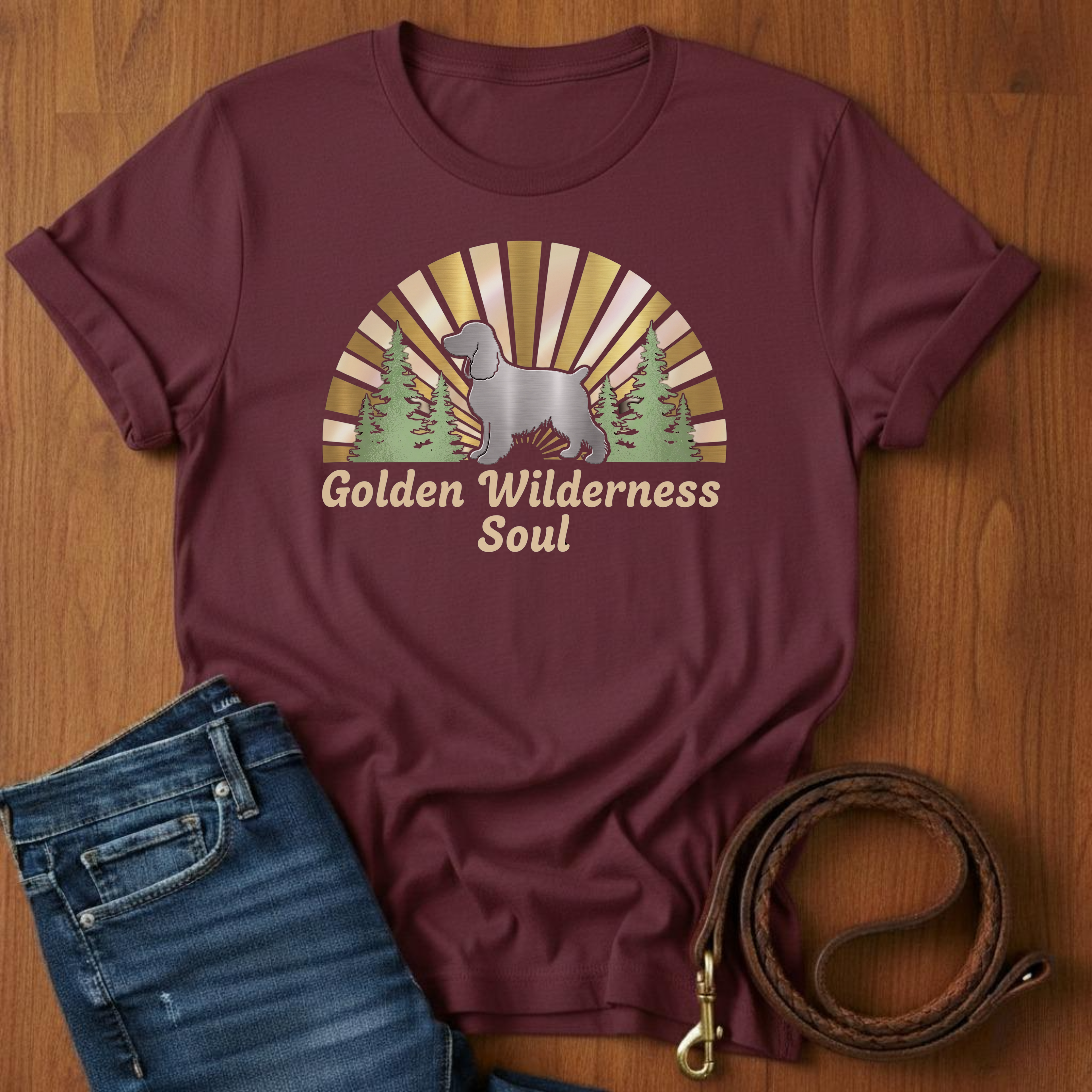Golden Wilderness Soul Spaniel T-Shirt — lifestyle shot — Always My Dog