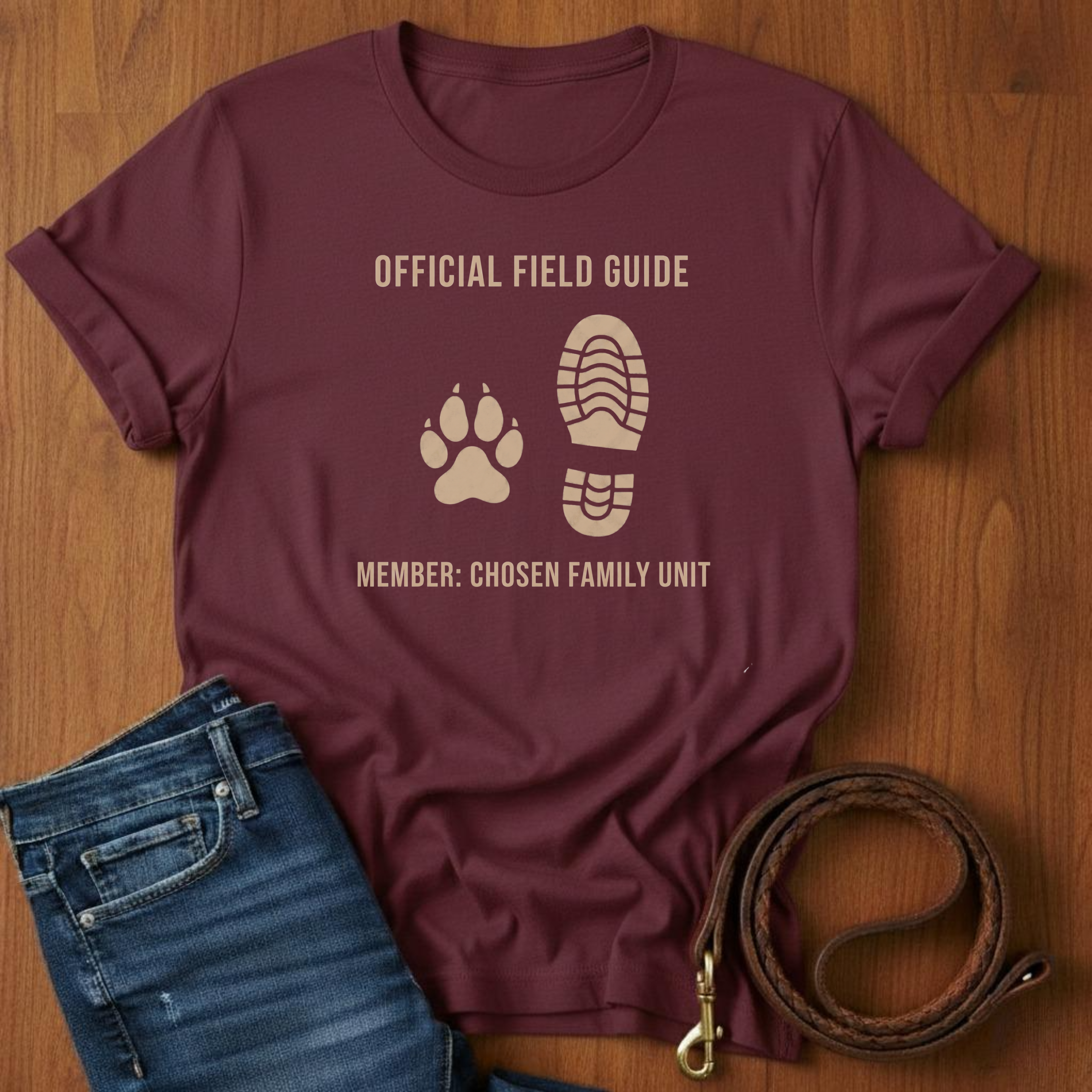 Official Field Guide Paw Print T-Shirt — detail view — Always My Dog