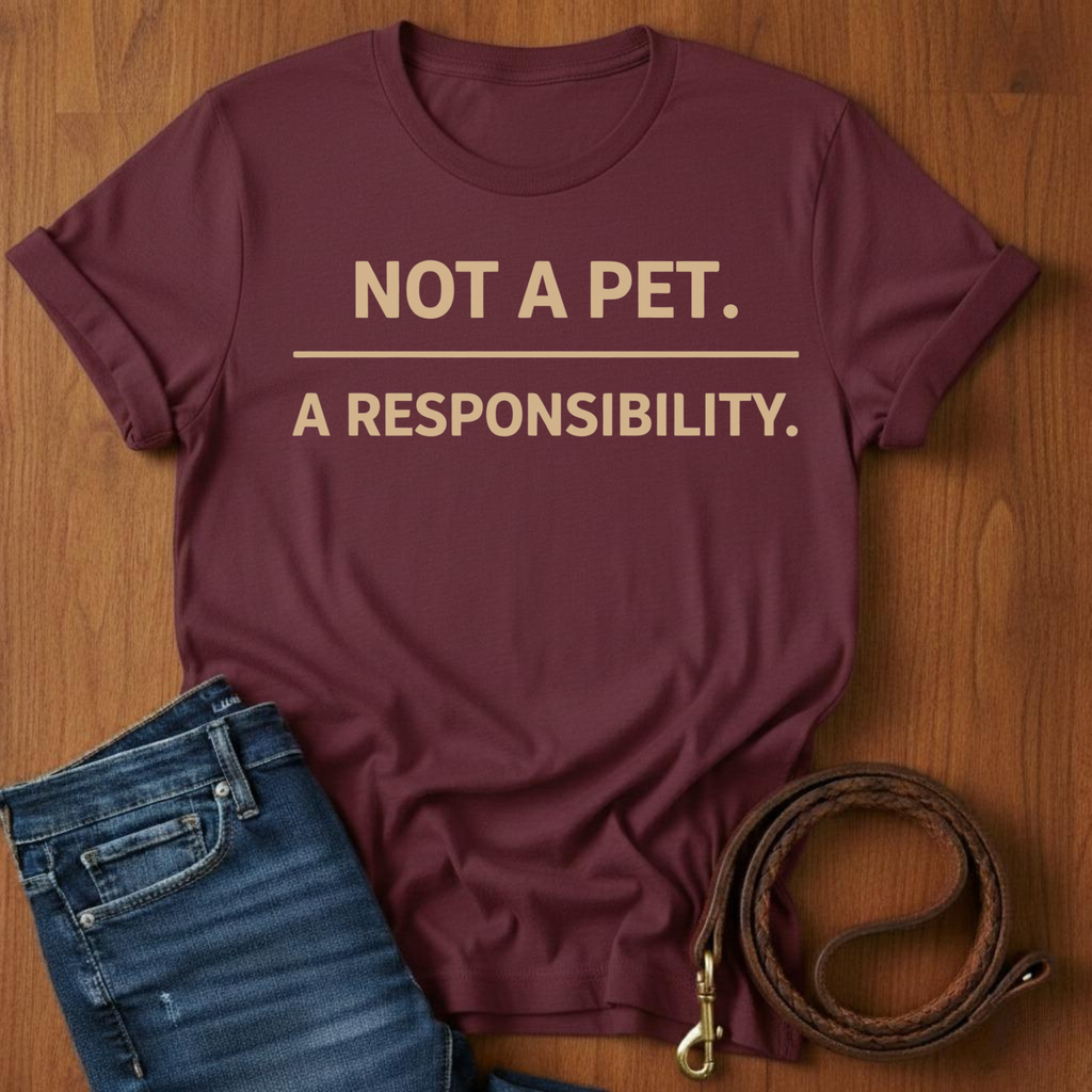 Not A Pet.  A Responsibility T-Shirt — detail view — Always My Dog