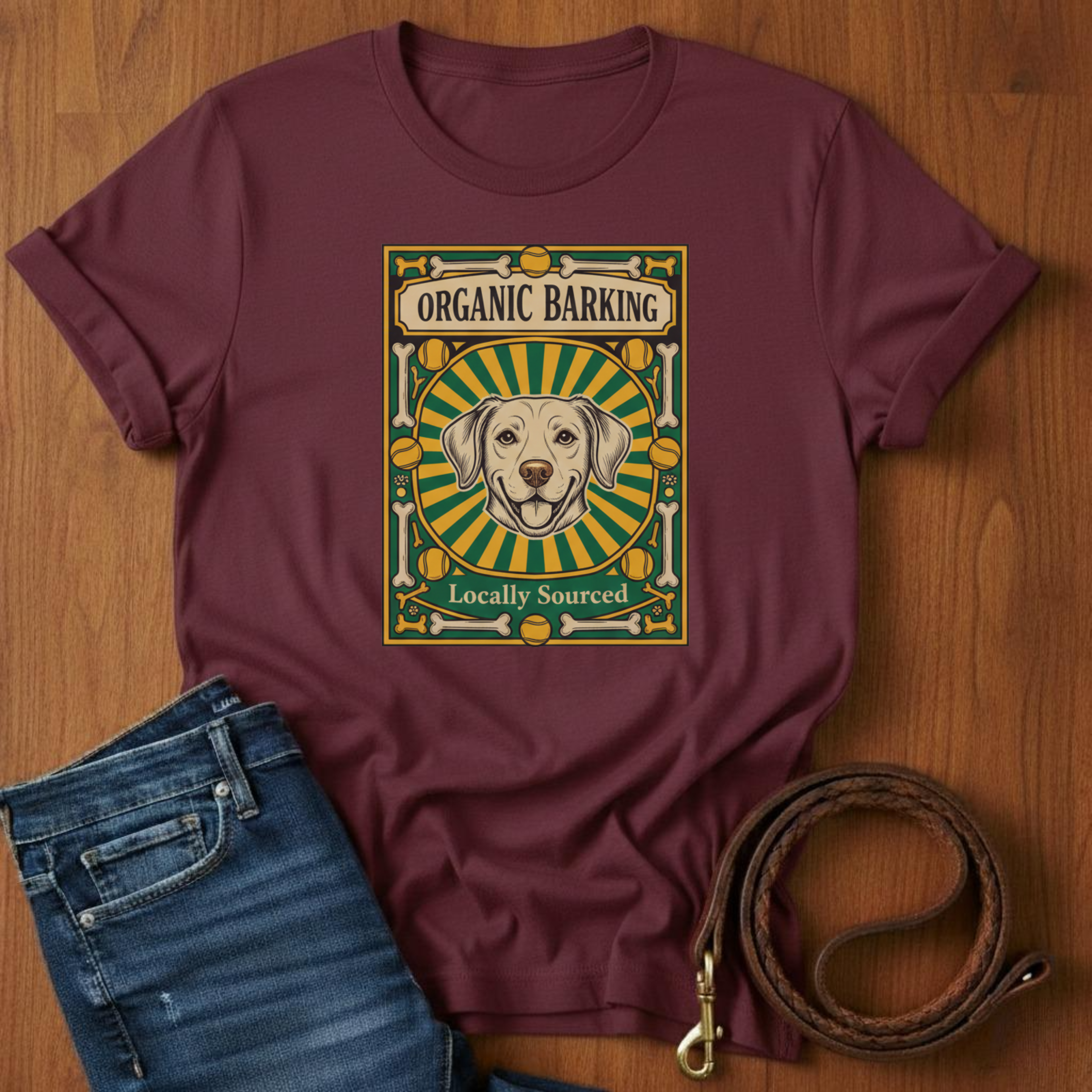 Organic Barking Labrador Retriever T-Shirt — detail view — Always My Dog
