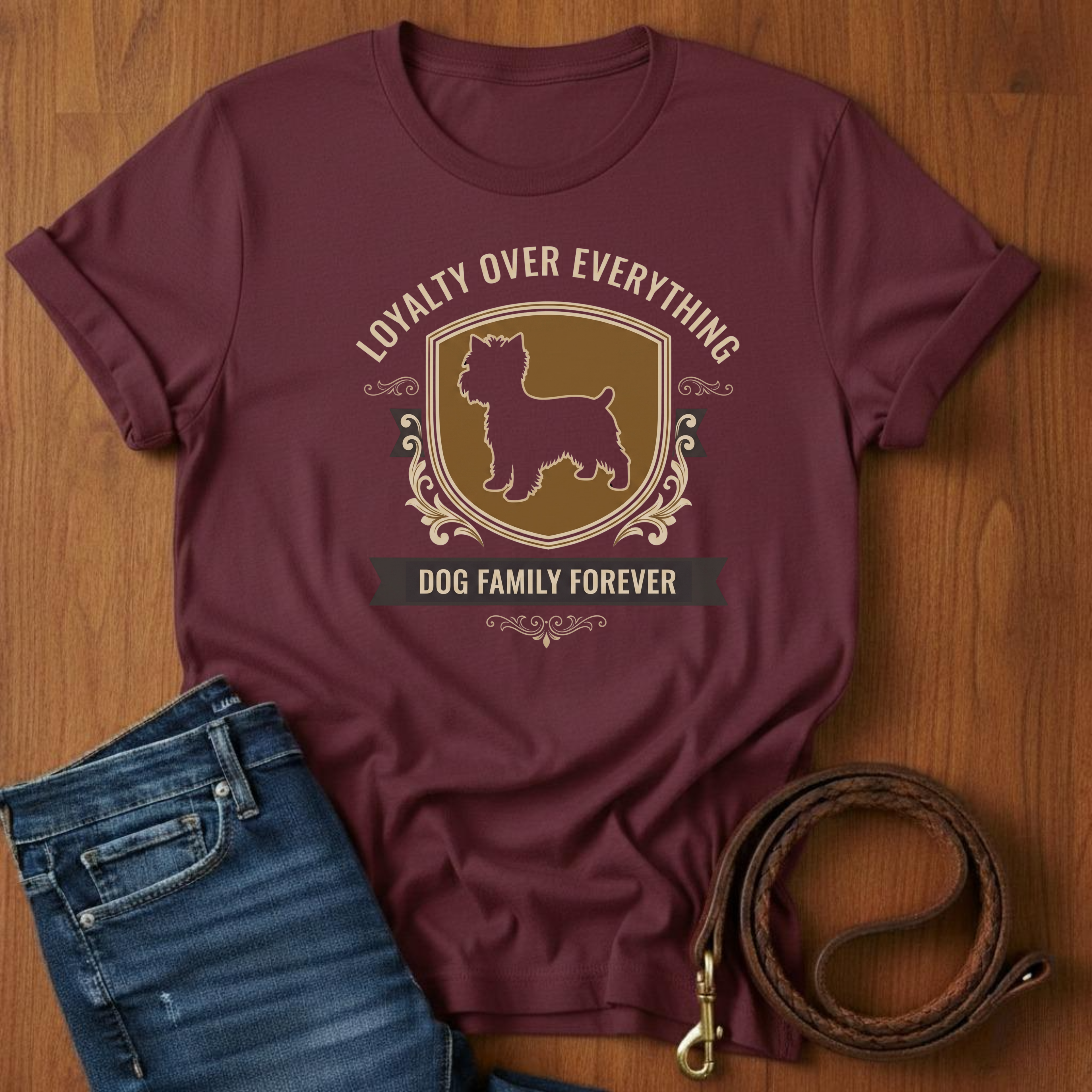 Loyalty Over Everything Yorkshire Terrier T-Shirt — detail view — Always My Dog