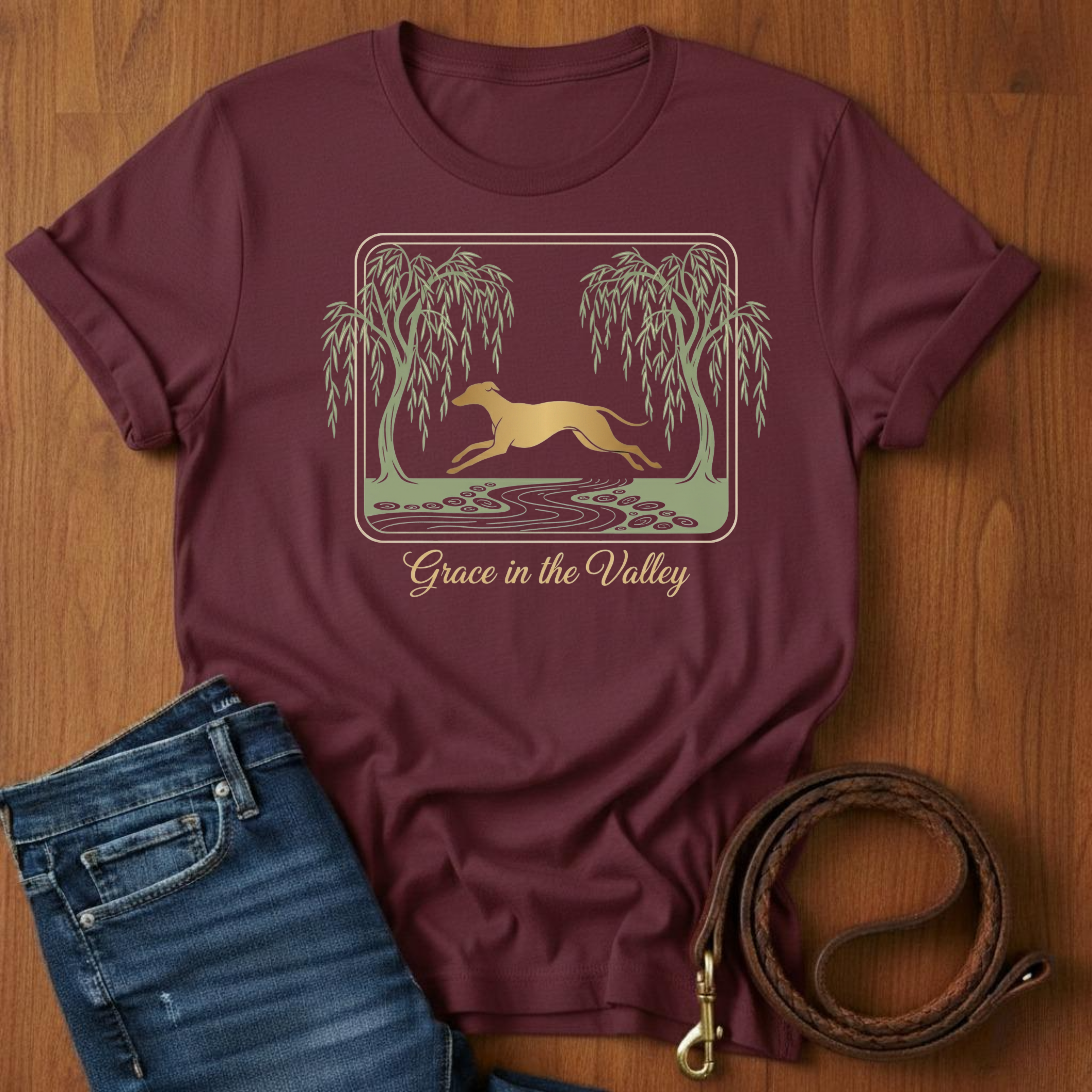 Grace in the Valley Greyhound T-Shirt — alternate color — Always My Dog