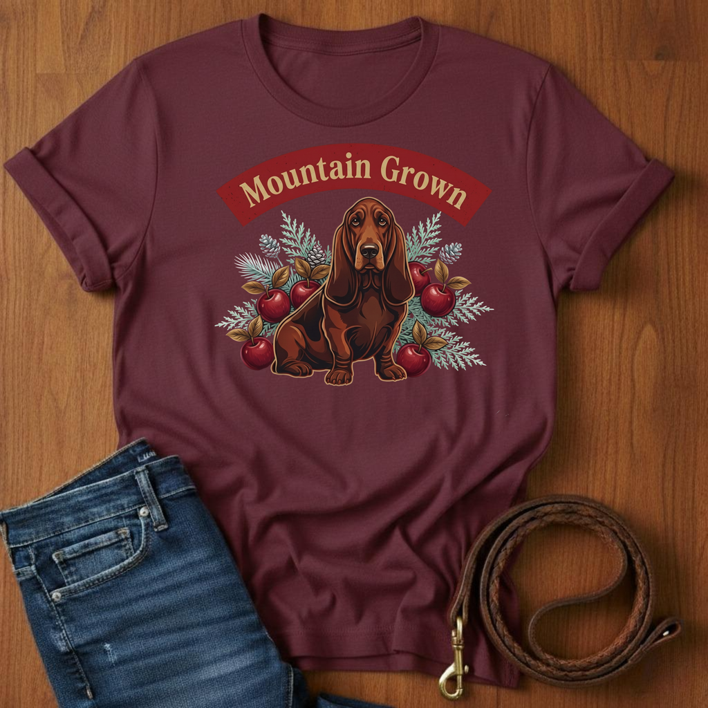 Mountain Grown Basset Hound T-Shirt — alternate color — Always My Dog