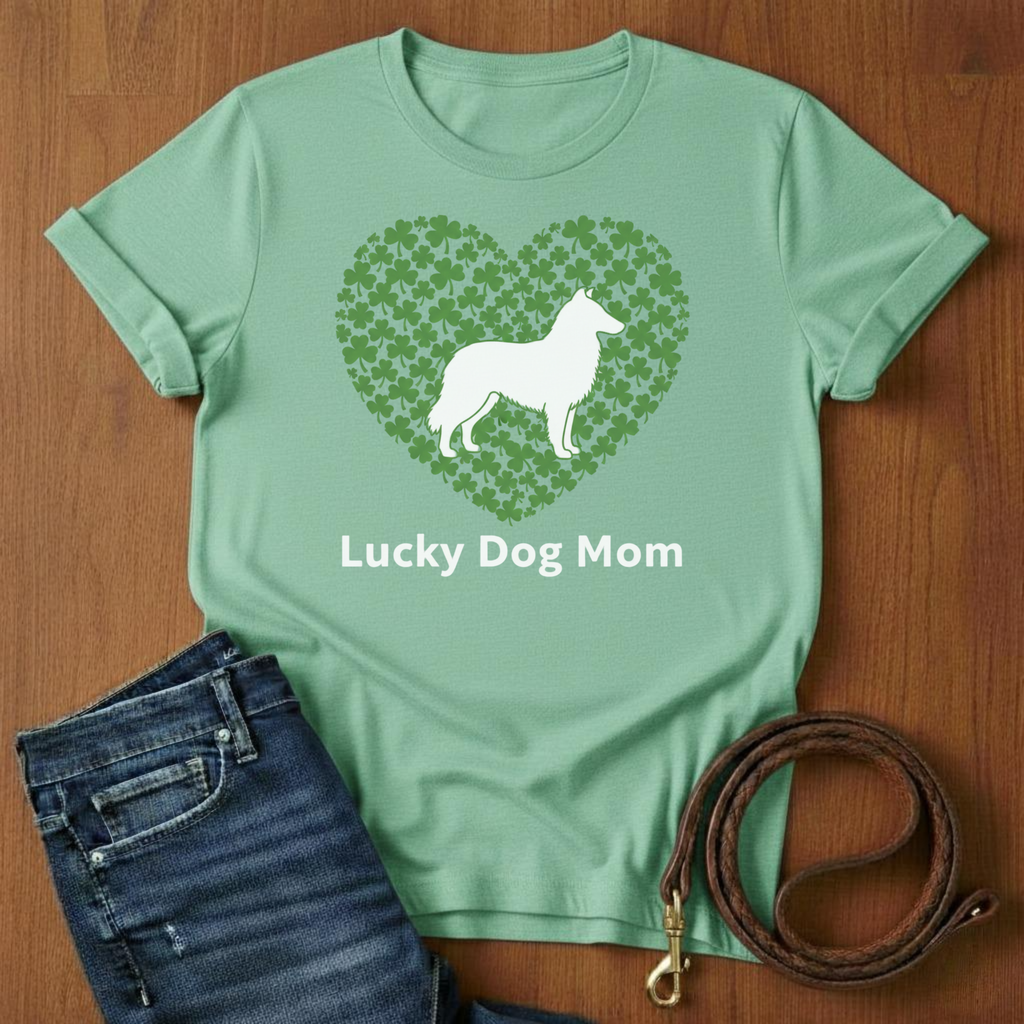 Lucky Dog Mom Sheltie T-Shirt — alternate color — Always My Dog