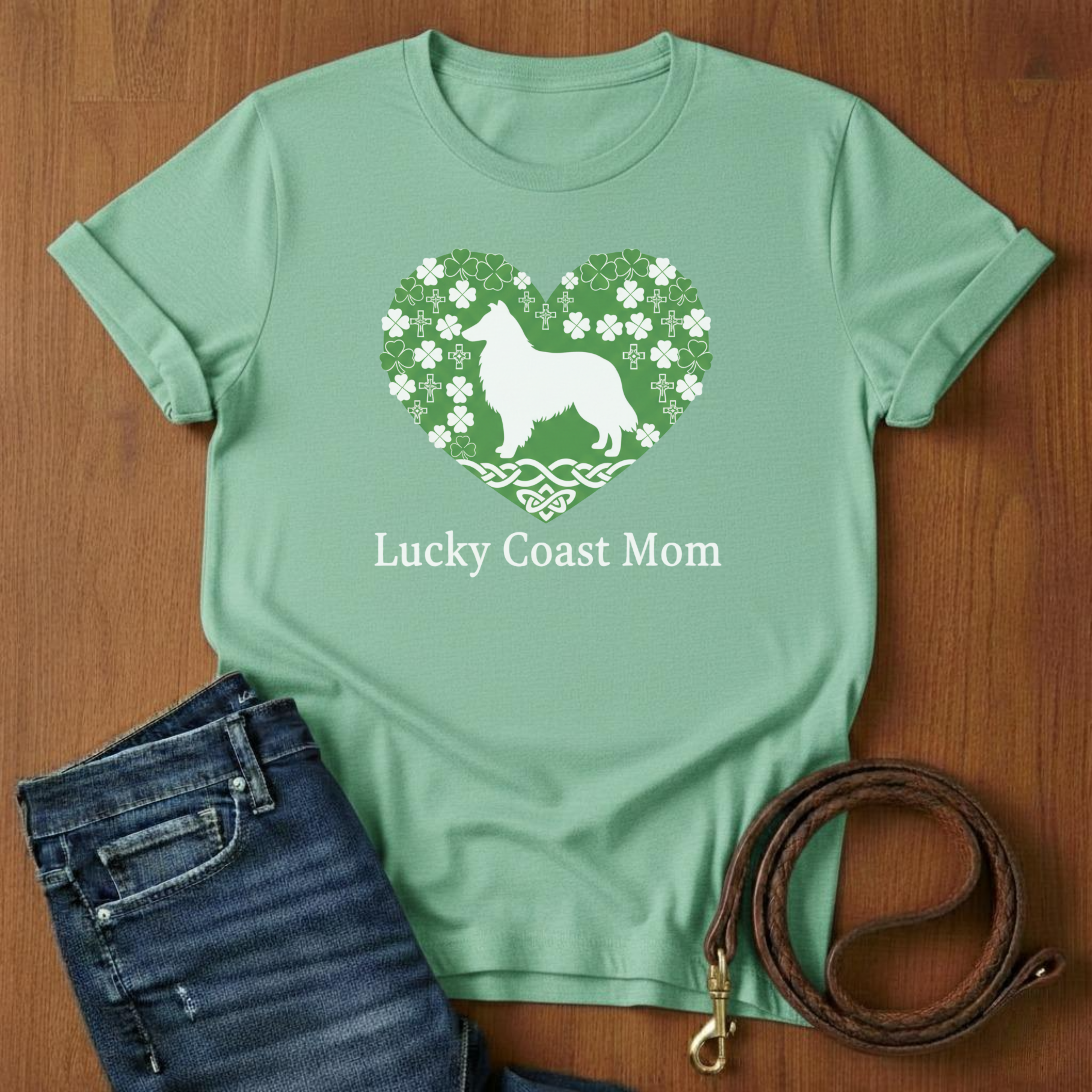 Lucky Coast Mom Sheltie T-Shirt — alternate color — Always My Dog