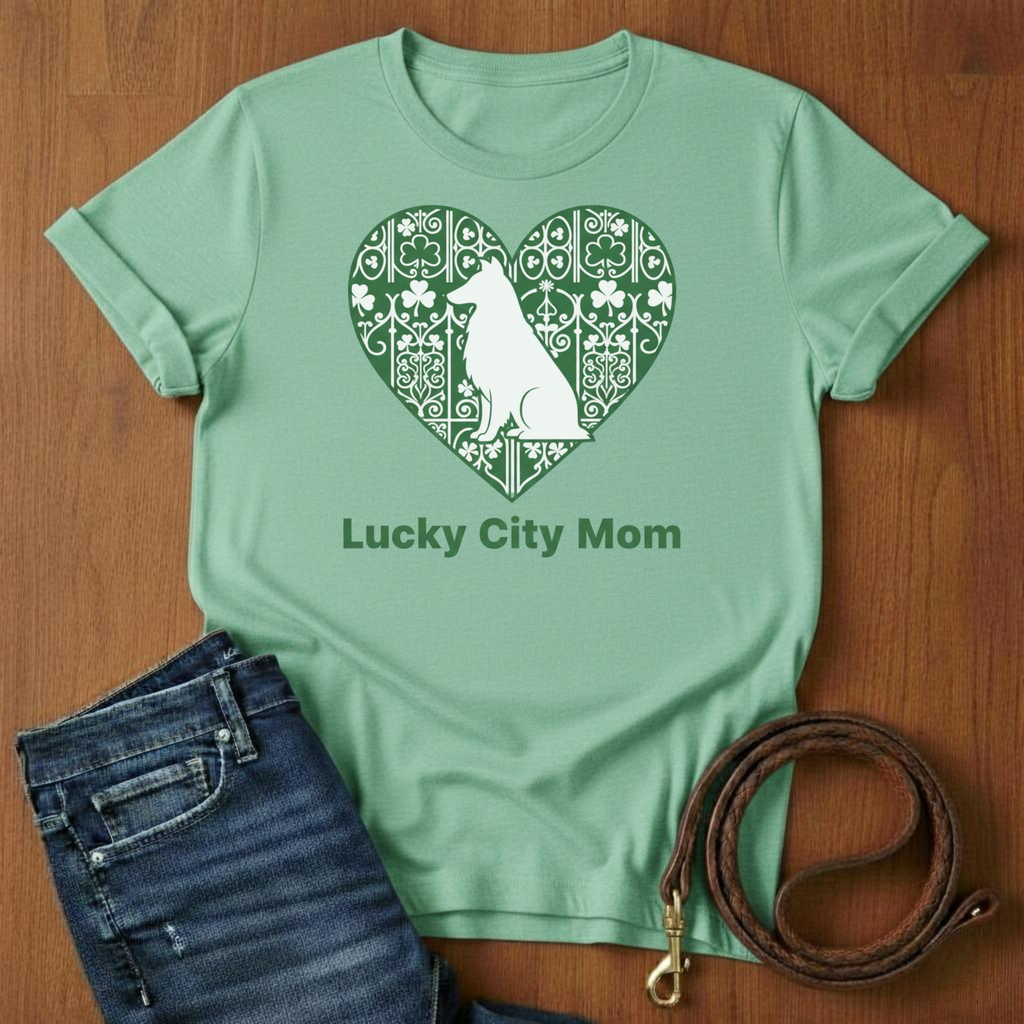 Lucky City Mom Sheltie T-Shirt — alternate color — Always My Dog