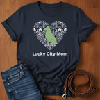 Lucky City Mom Sheltie T-Shirt — detail view — Always My Dog