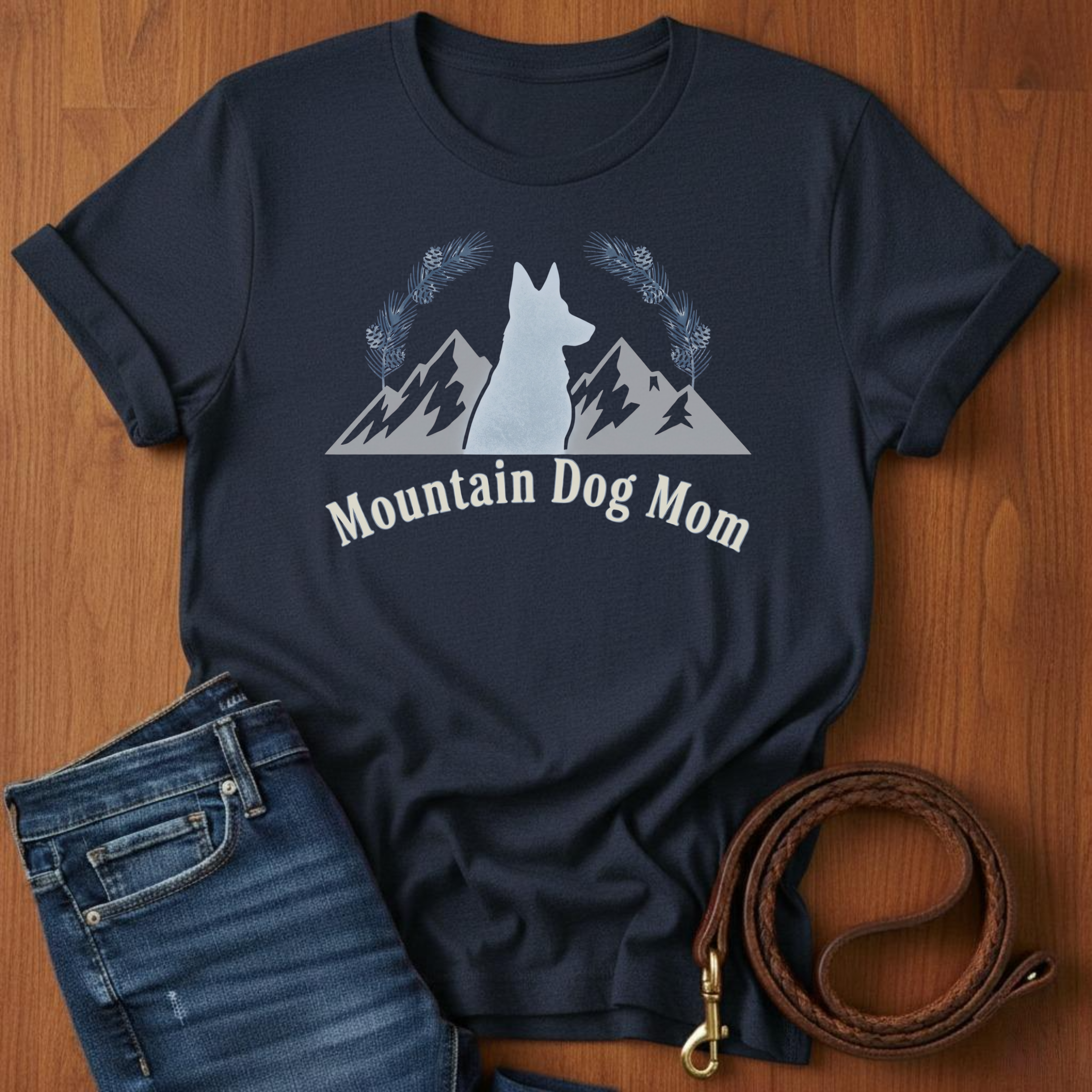 Mountain Dog Mom T-Shirt — detail view — Always My Dog