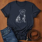 English Bulldog And Flowers T-Shirt — detail view — Always My Dog