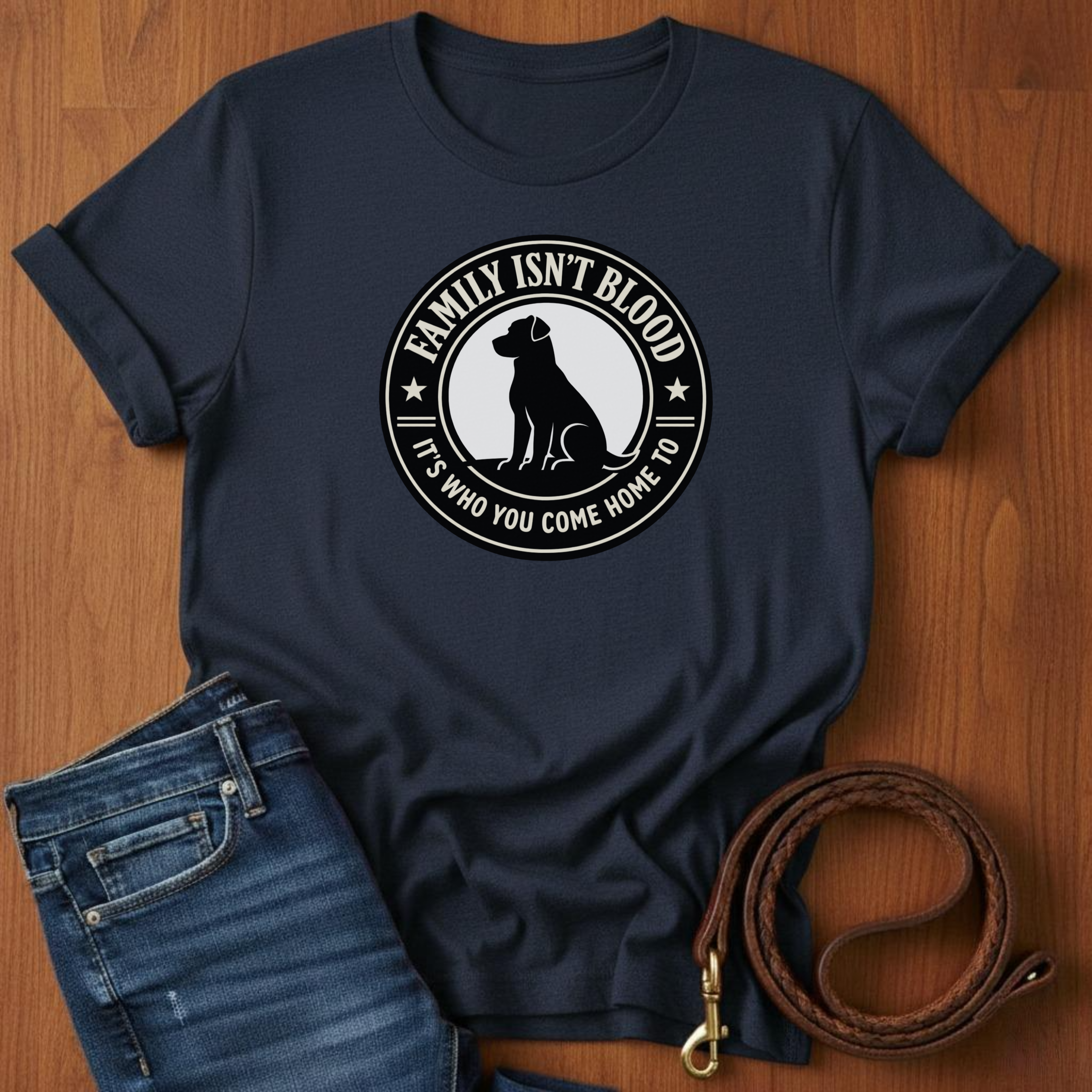Family Isn't Blood T-Shirt — detail view — Always My Dog