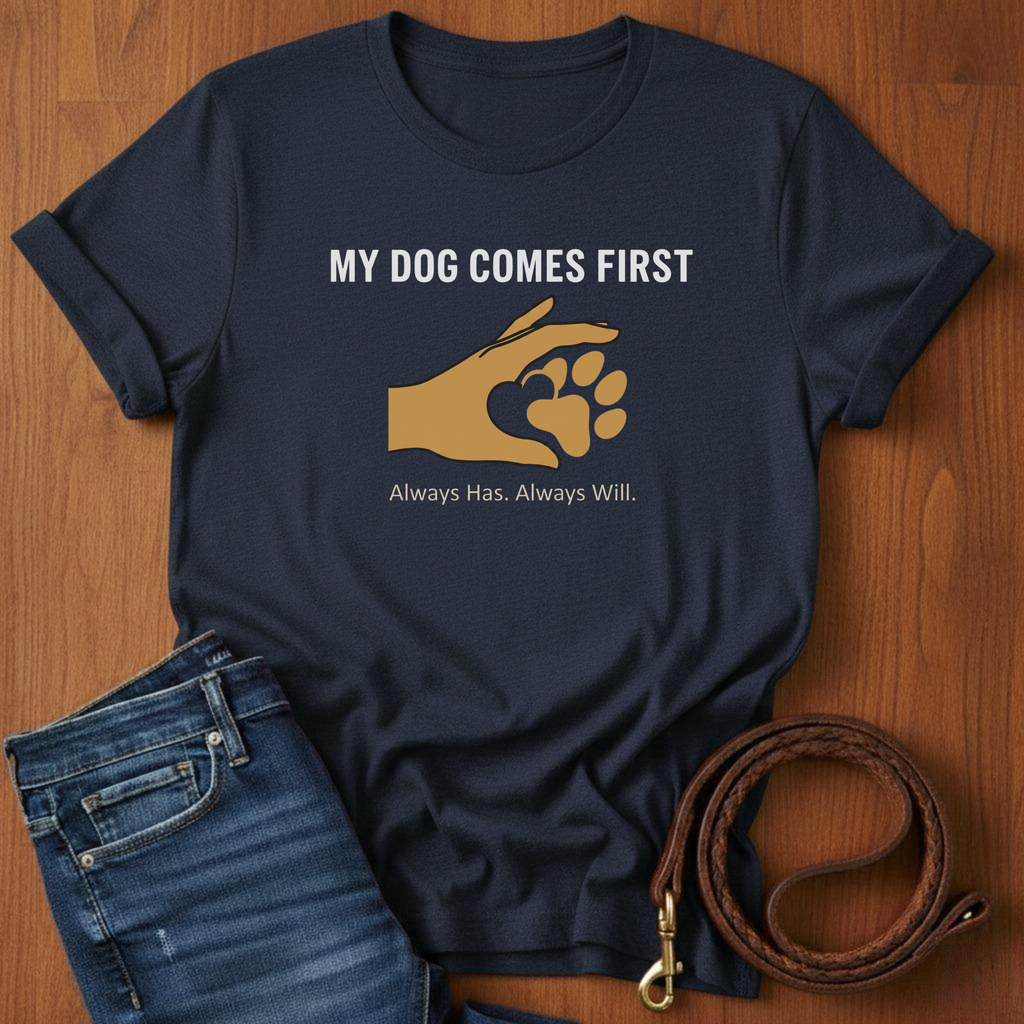 My Dog Comes First Hand Heart T-Shirt — alternate color — Always My Dog