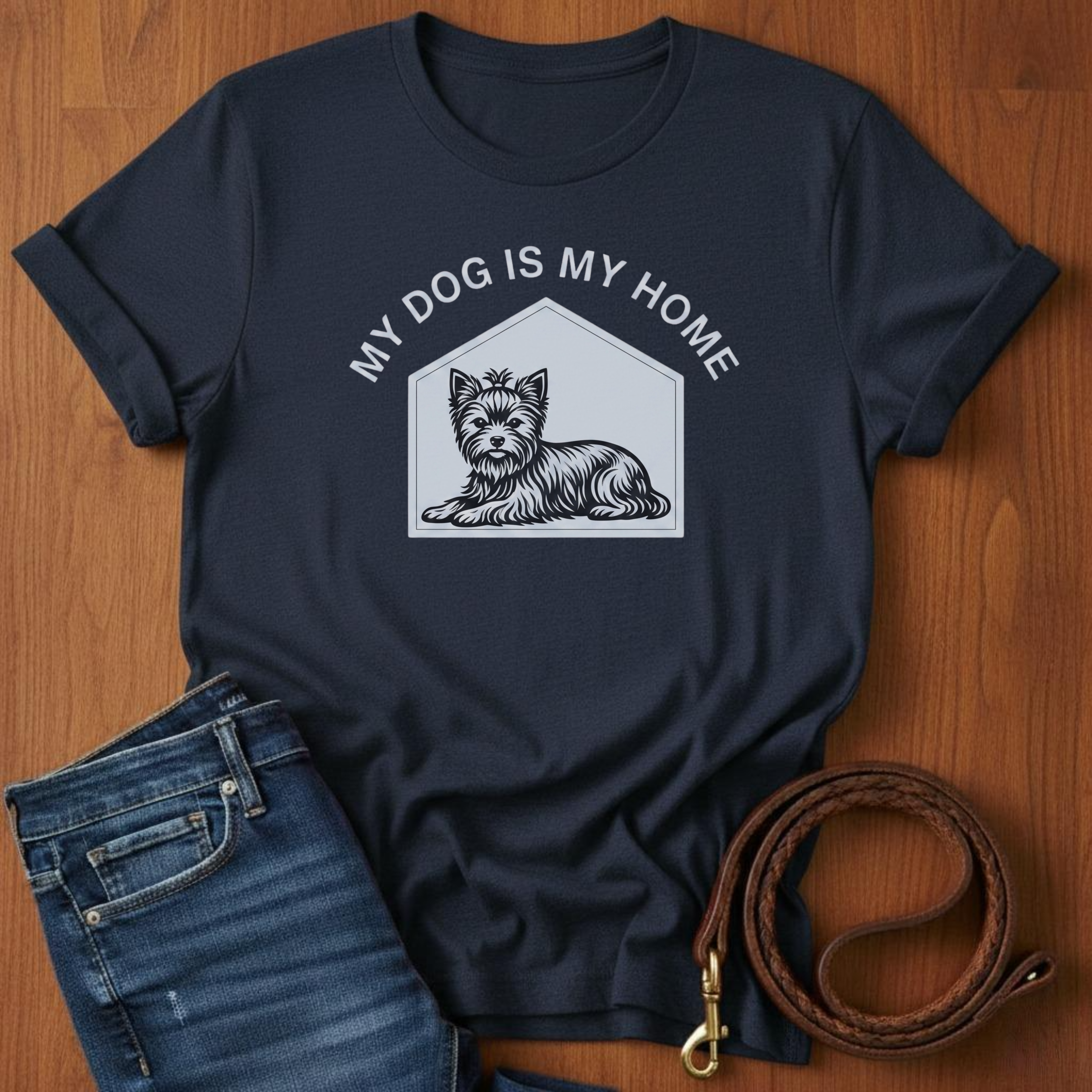 My Dog Is My Home Yorkshire Terrier T-Shirt — detail view — Always My Dog