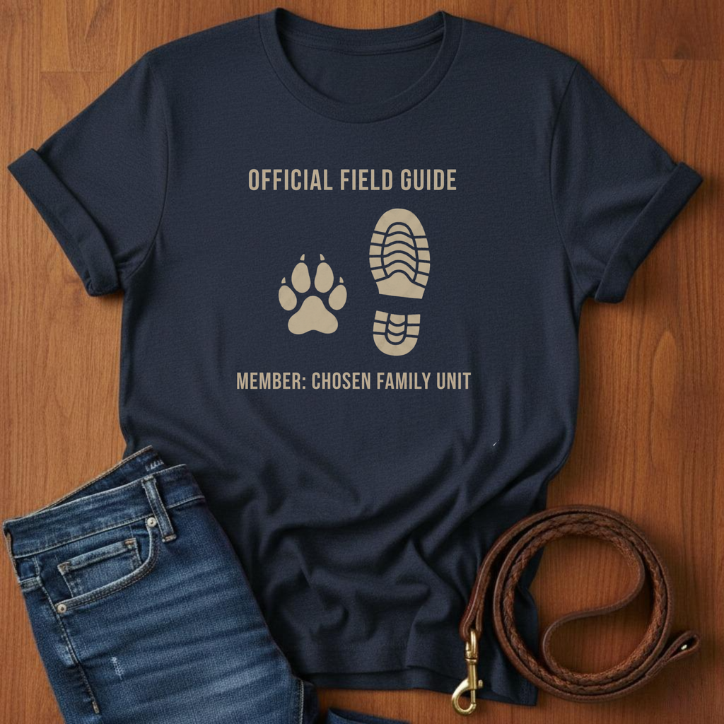 Official Field Guide Paw Print T-Shirt — detail view — Always My Dog