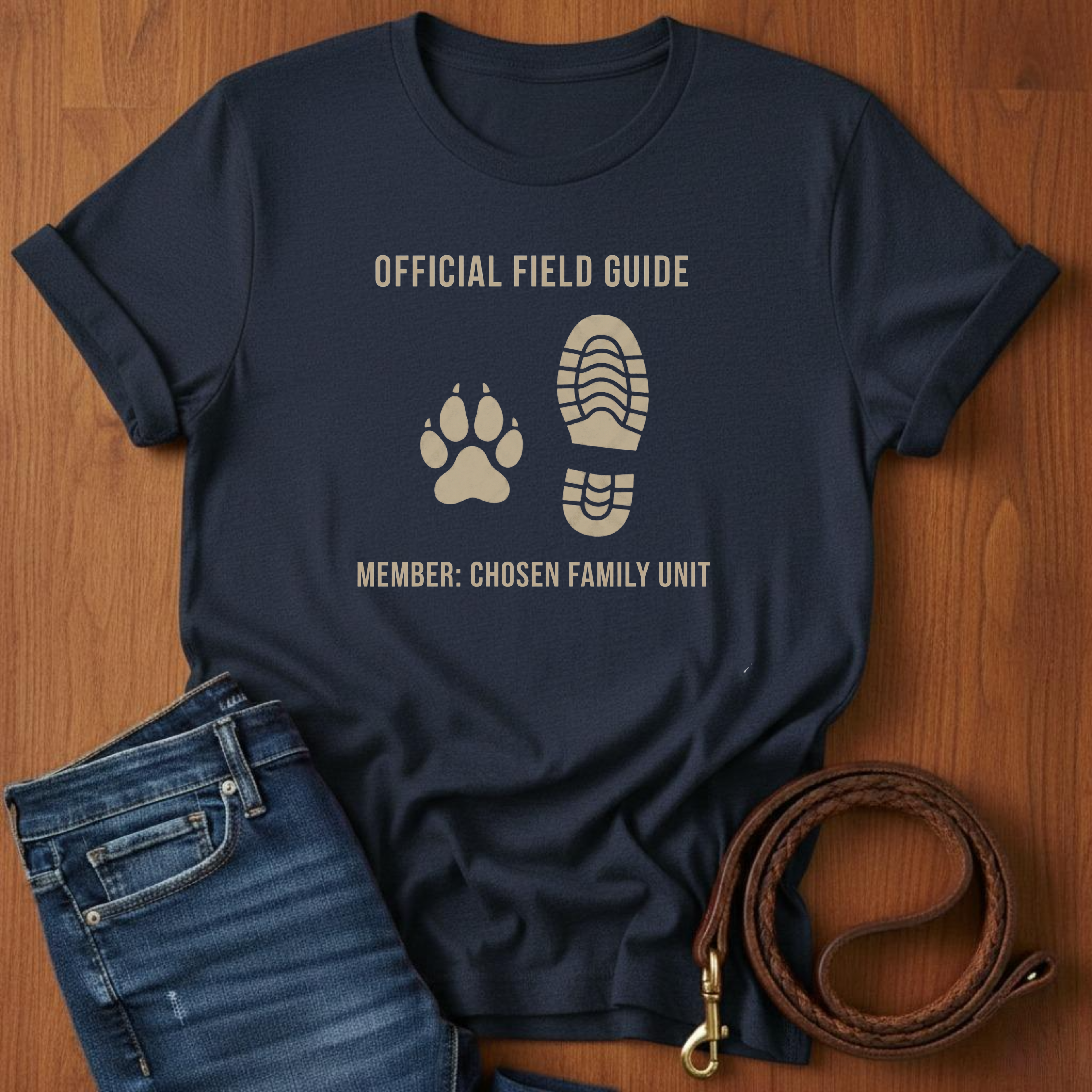 Official Field Guide Paw Print T-Shirt — detail view — Always My Dog