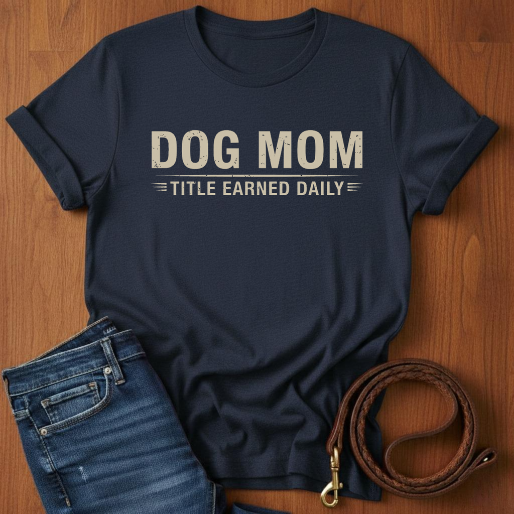 Dog Mom, Title Earned Daily T-Shirt — alternate color — Always My Dog