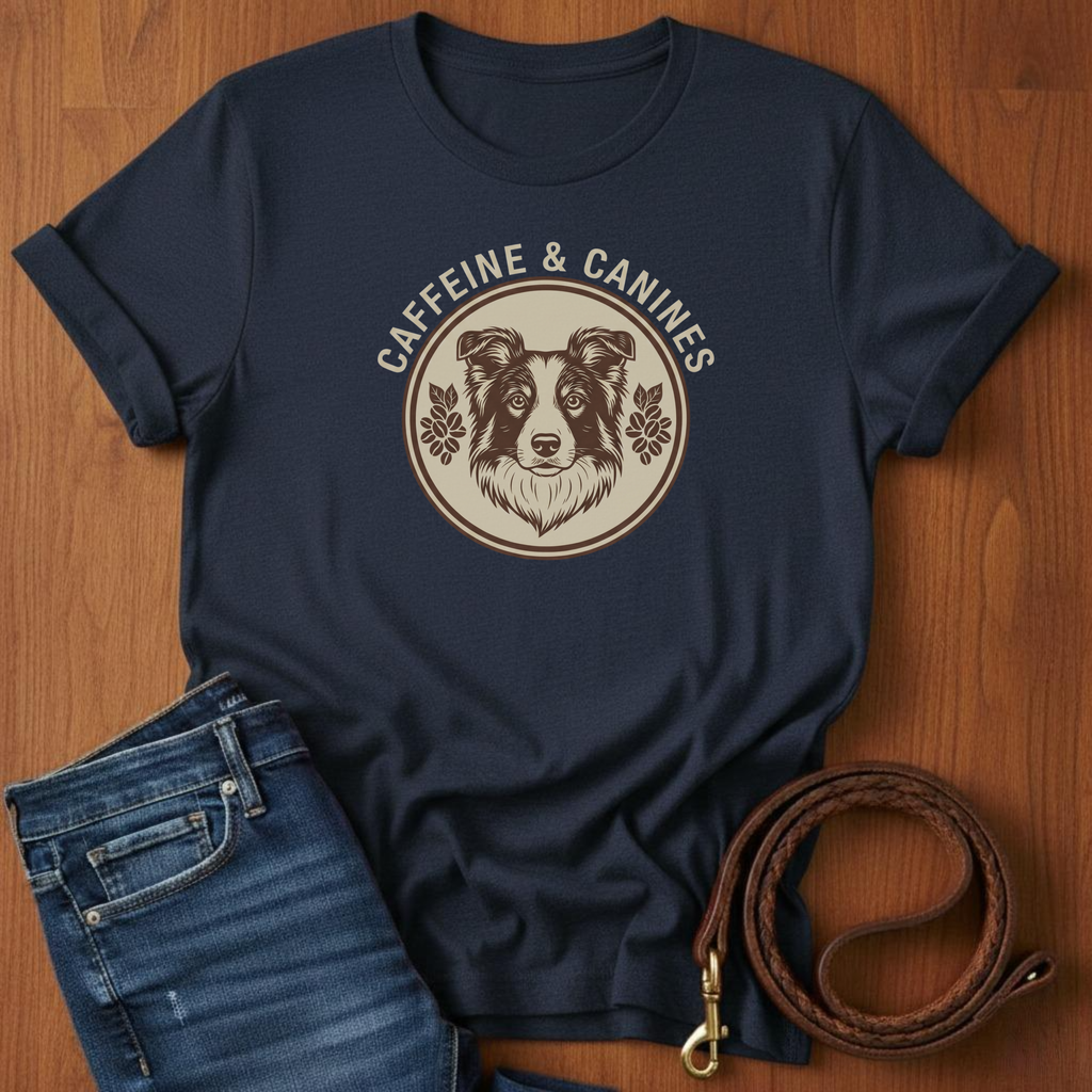Caffeine and Canines Border Collie T-Shirt