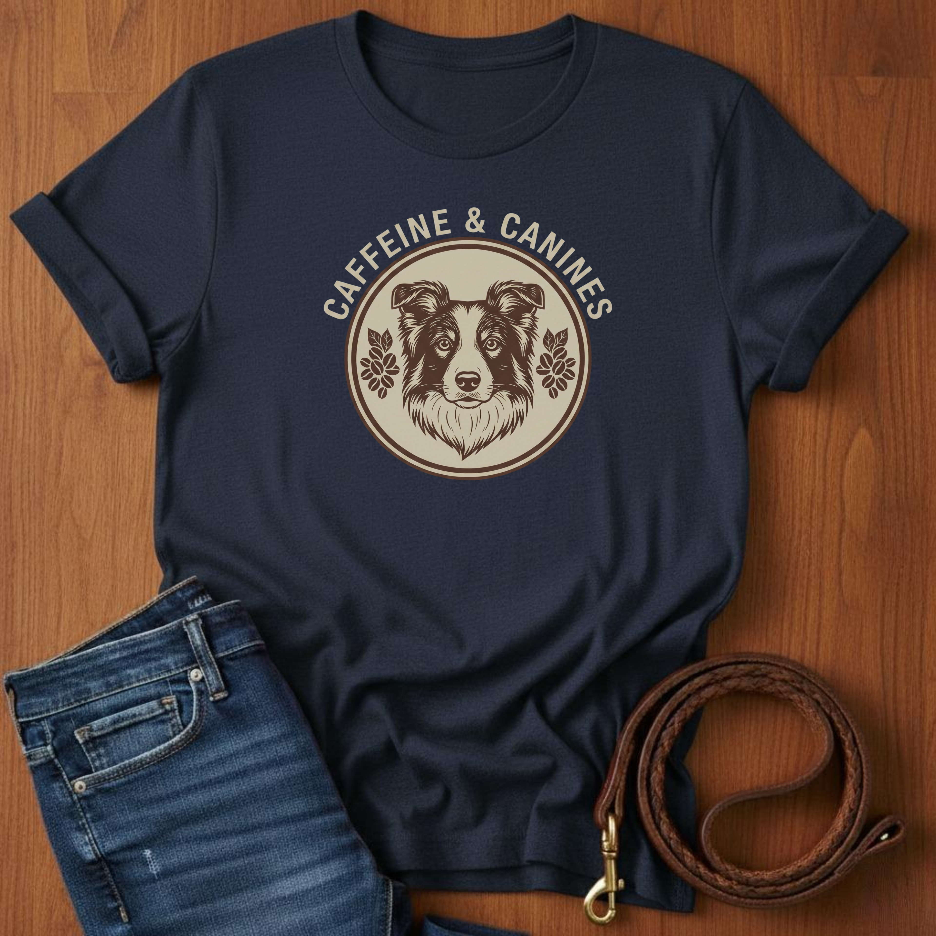 Caffeine and Canines Border Collie T-Shirt