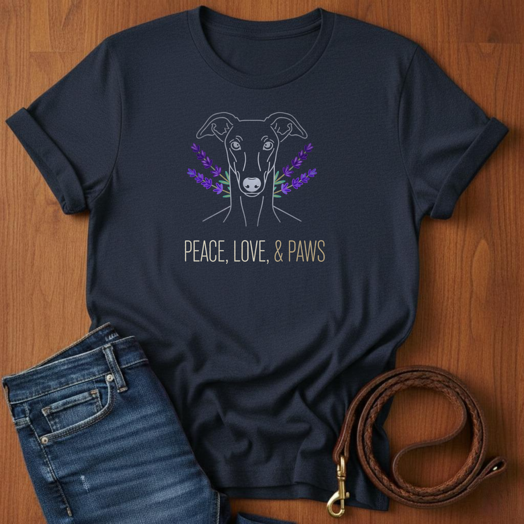 Peace, Love, And Paws Greyhound T-Shirt