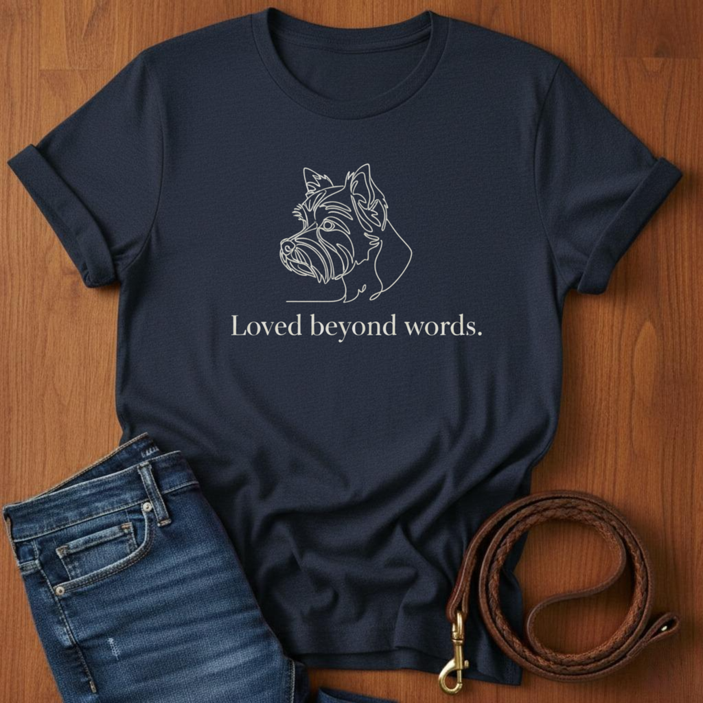 Loved Beyond Words Yorkshire Terrier T-Shirt — detail view — Always My Dog