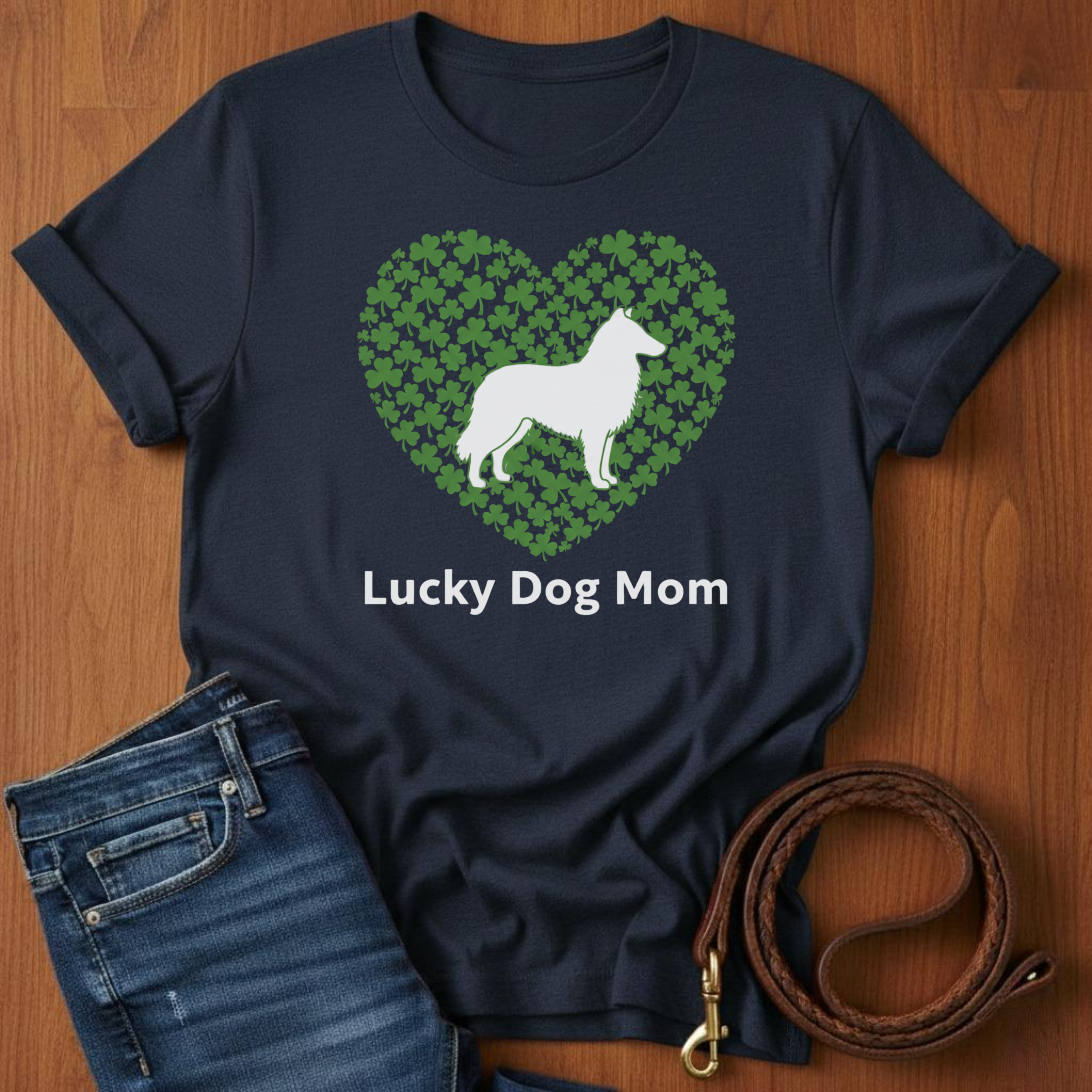 Lucky Dog Mom Sheltie T-Shirt — alternate color — Always My Dog