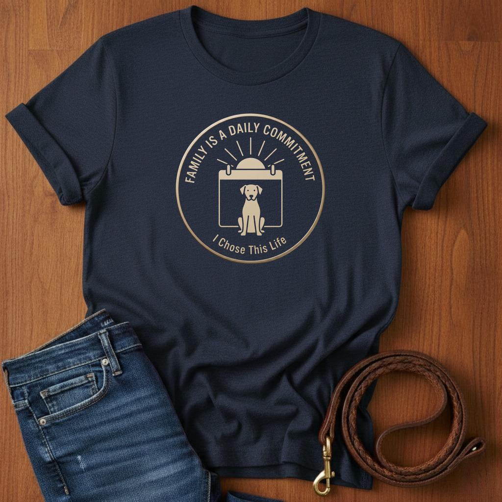 Family Is A Daily Commitment T-Shirt — detail view — Always My Dog