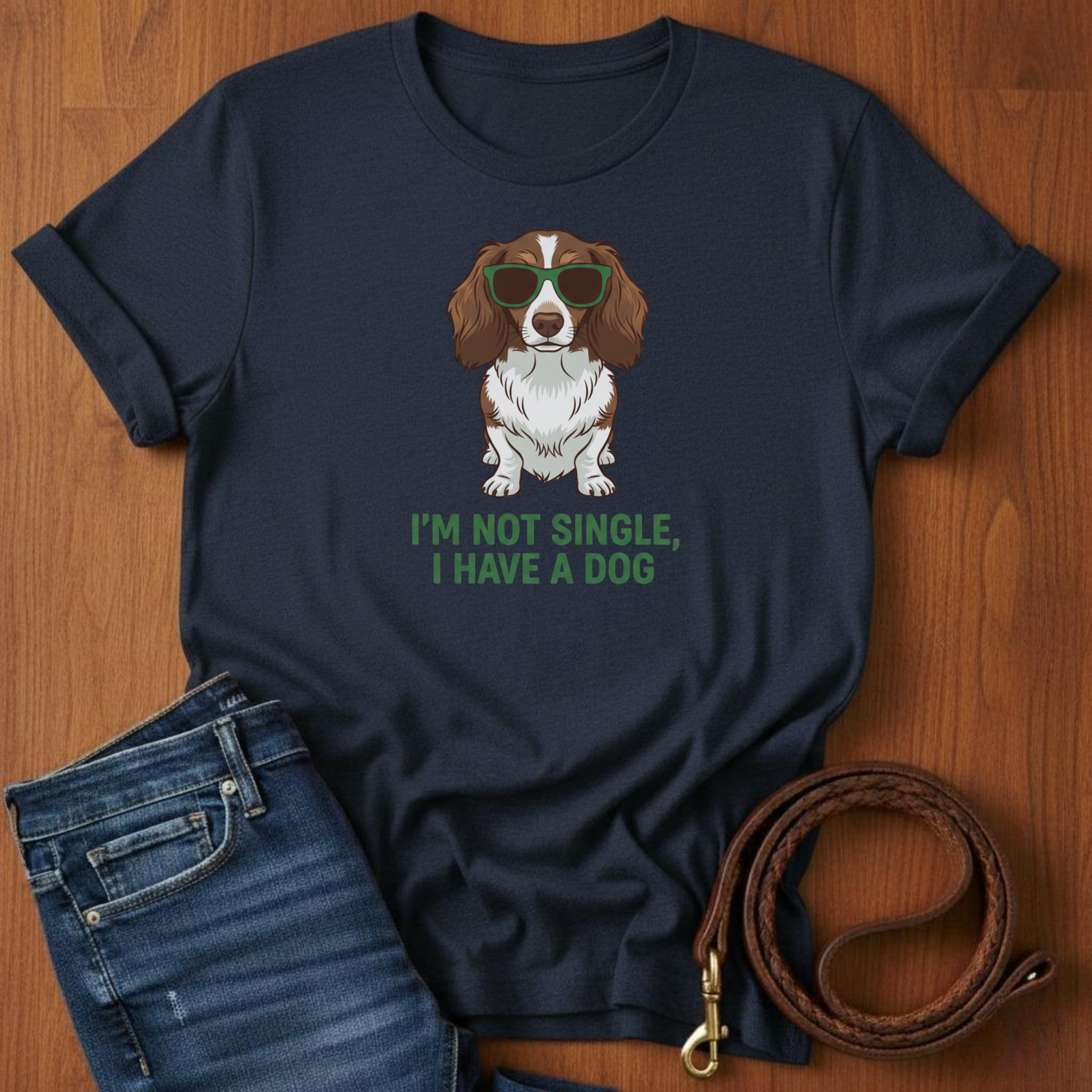 I'm Not Single Dachshund T-Shirt — detail view — Always My Dog