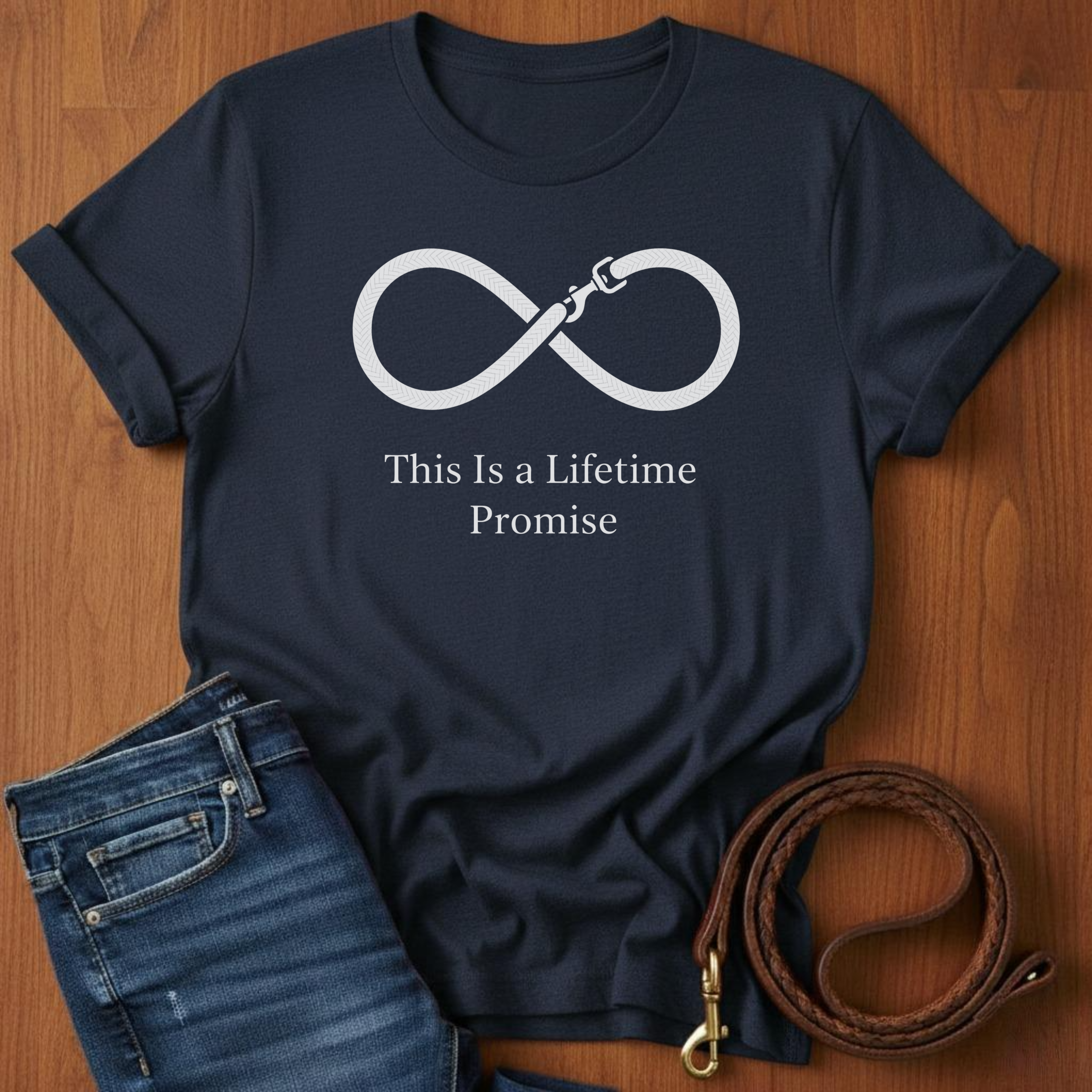 This Is A Lifetime Promise Leash T-Shirt — detail view — Always My Dog