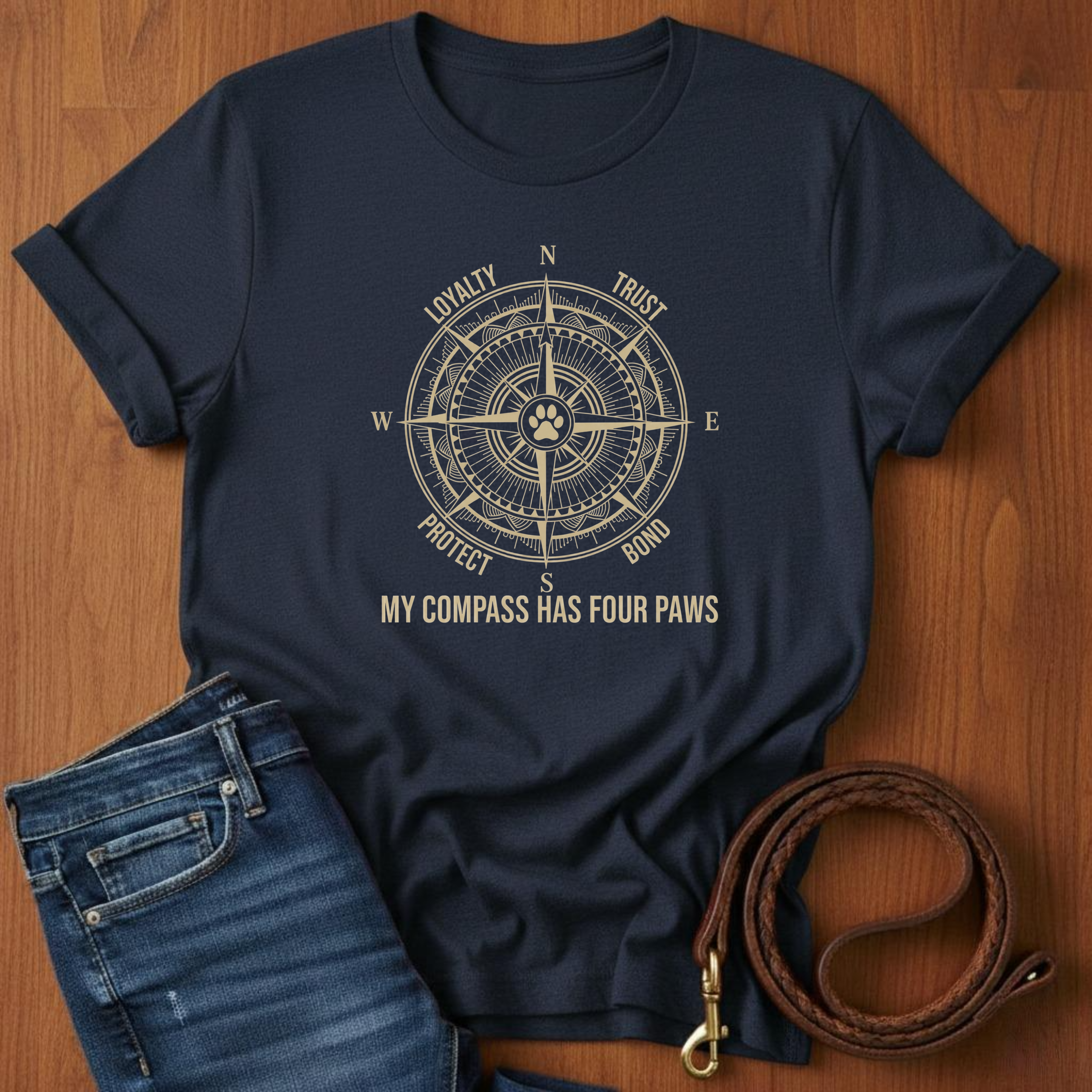 My Compass Has Four Paws T-Shirt — dog lover t-shirt by Always My Dog
