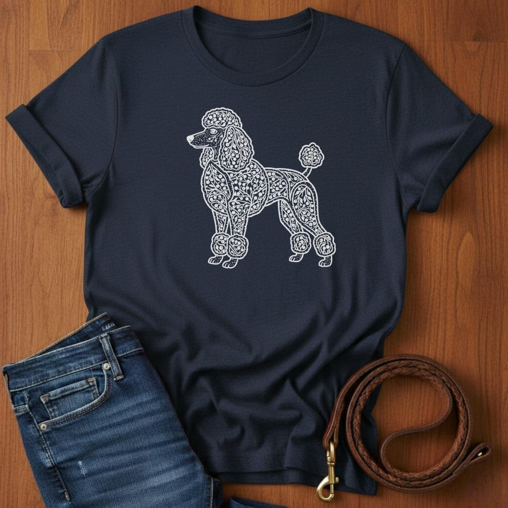 Poodle and Vines T-Shirt — detail view — Always My Dog