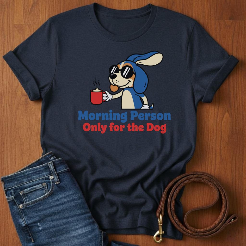 Morning Person. Only For The Dog T-Shirt — detail view — Always My Dog