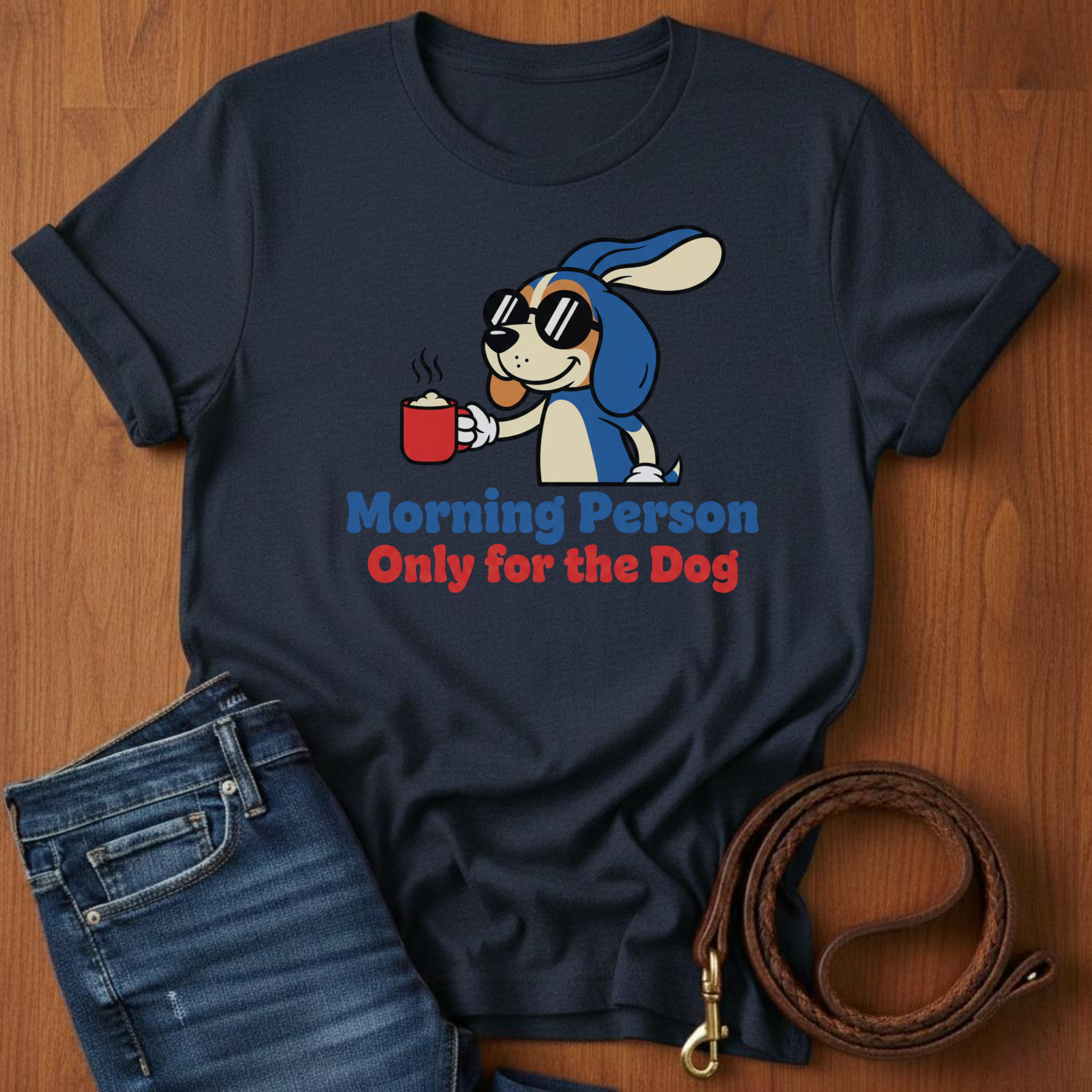 Morning Person. Only For The Dog T-Shirt — detail view — Always My Dog