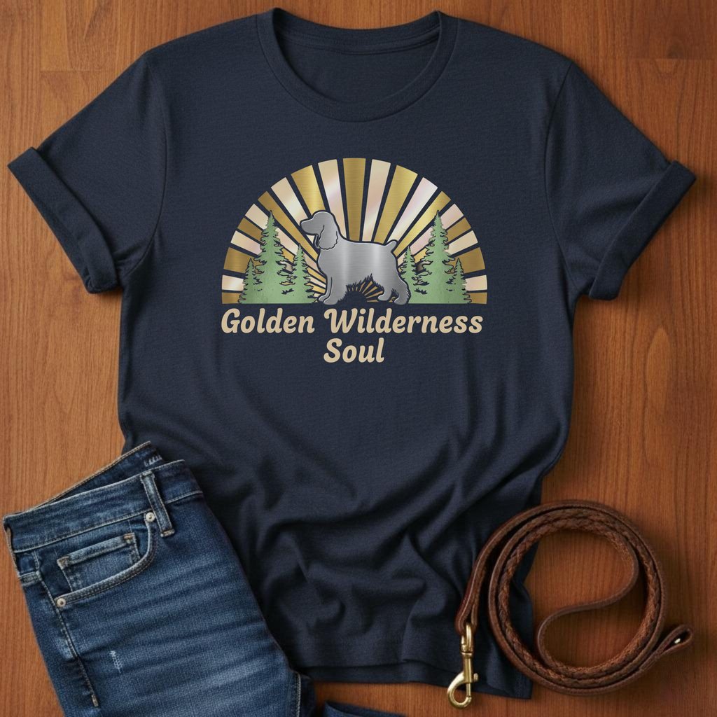 Golden Wilderness Soul Spaniel T-Shirt — detail view — Always My Dog