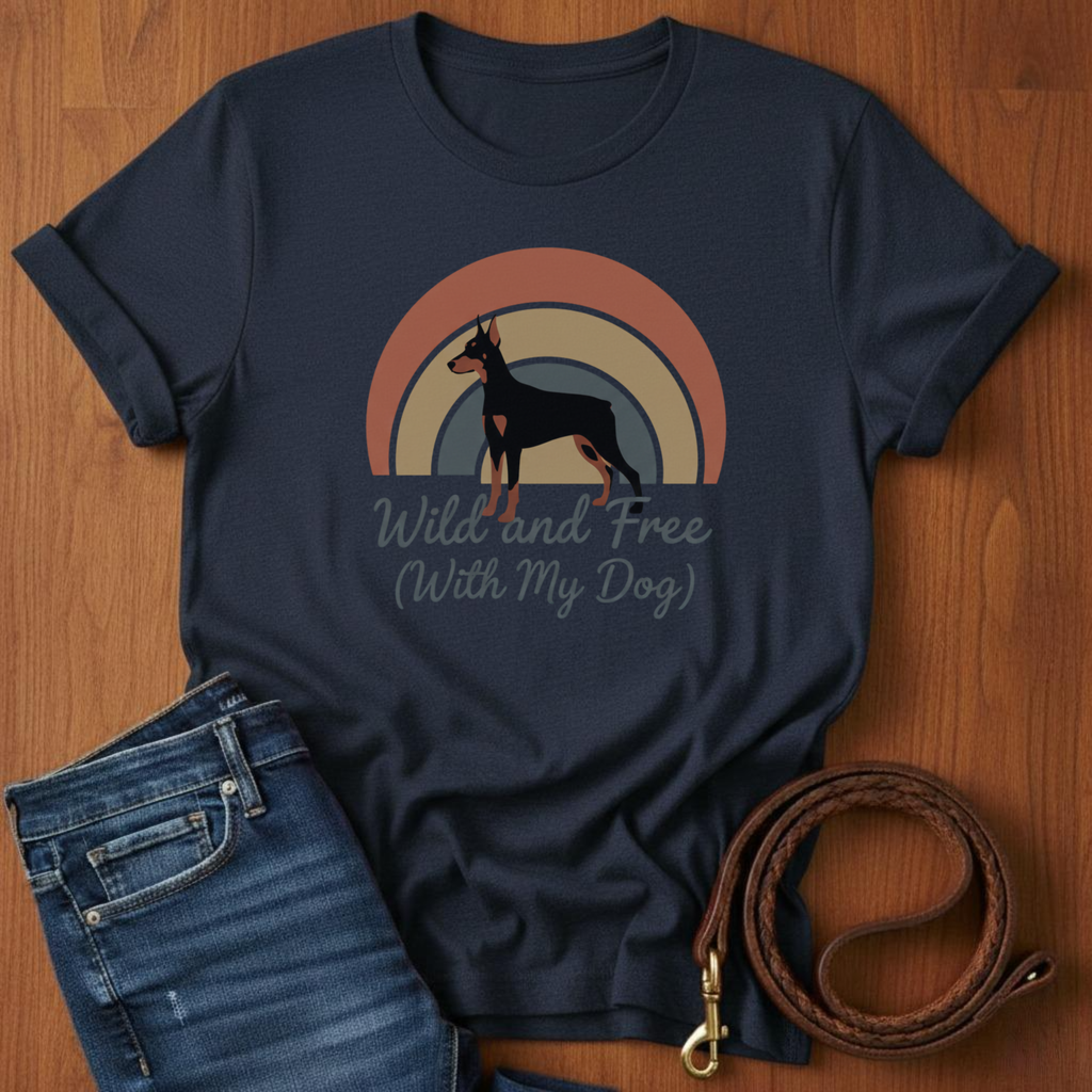 Wild and Free (With My Dog) Doberman T-Shirt