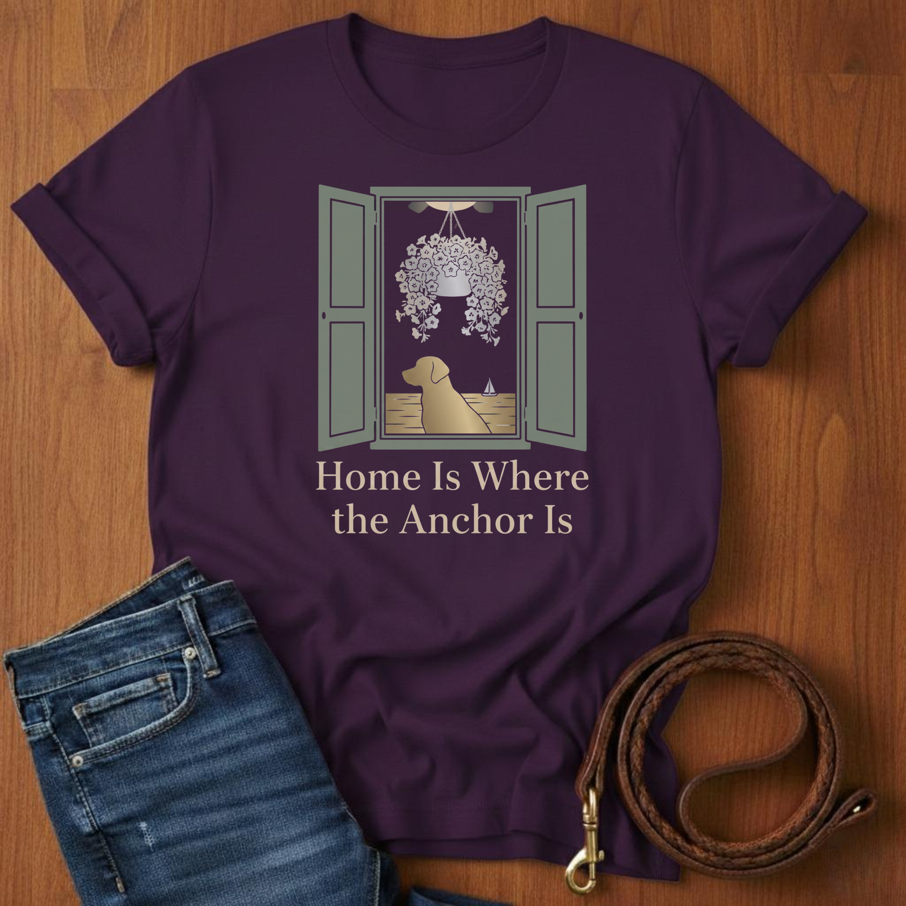 Home Is Where The Anchor Is T-Shirt — detail view — Always My Dog