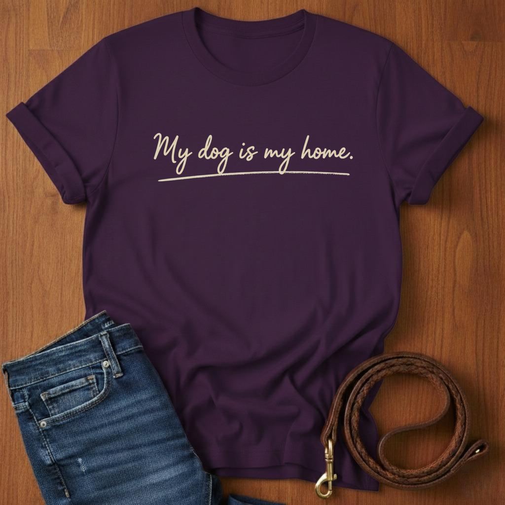 My Dog Is My Home Script T-Shirt — detail view — Always My Dog