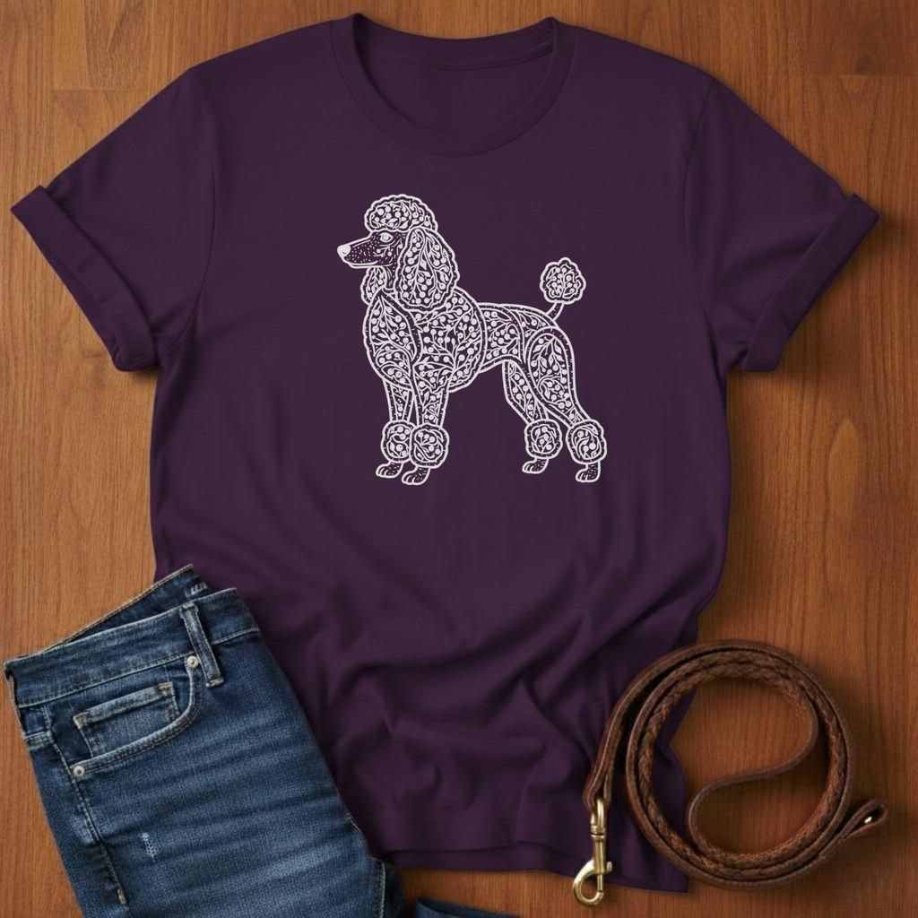 Poodle and Vines T-Shirt — detail view — Always My Dog