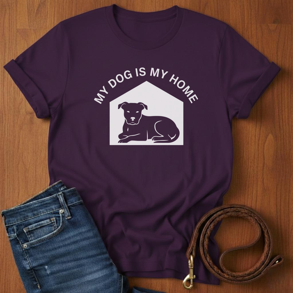 My Dog Is My Home Pitbull T-Shirt — close-up — Always My Dog