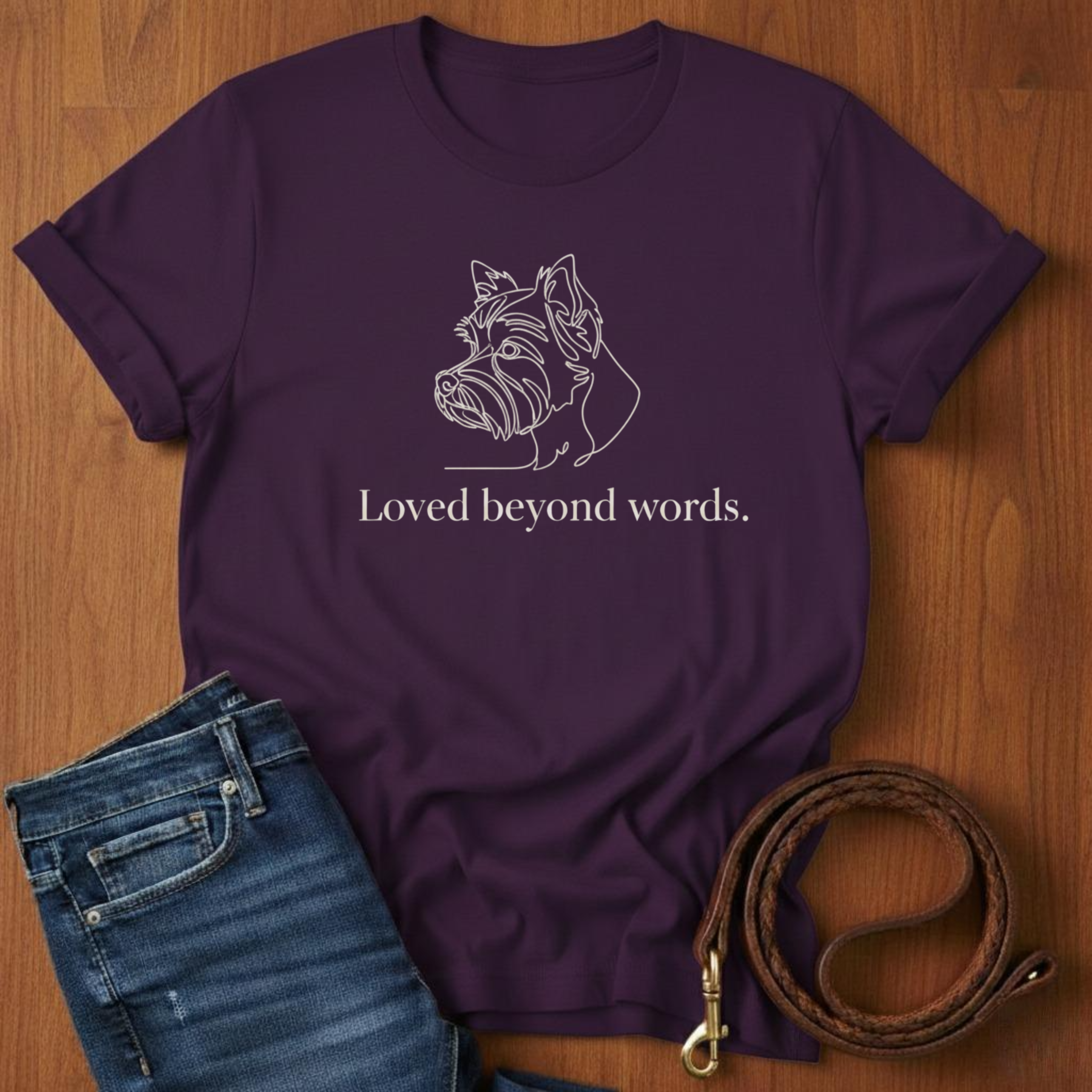 Loved Beyond Words Yorkshire Terrier T-Shirt — detail view — Always My Dog