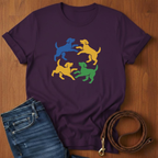 Four Dogs Playing T-Shirt — detail view — Always My Dog