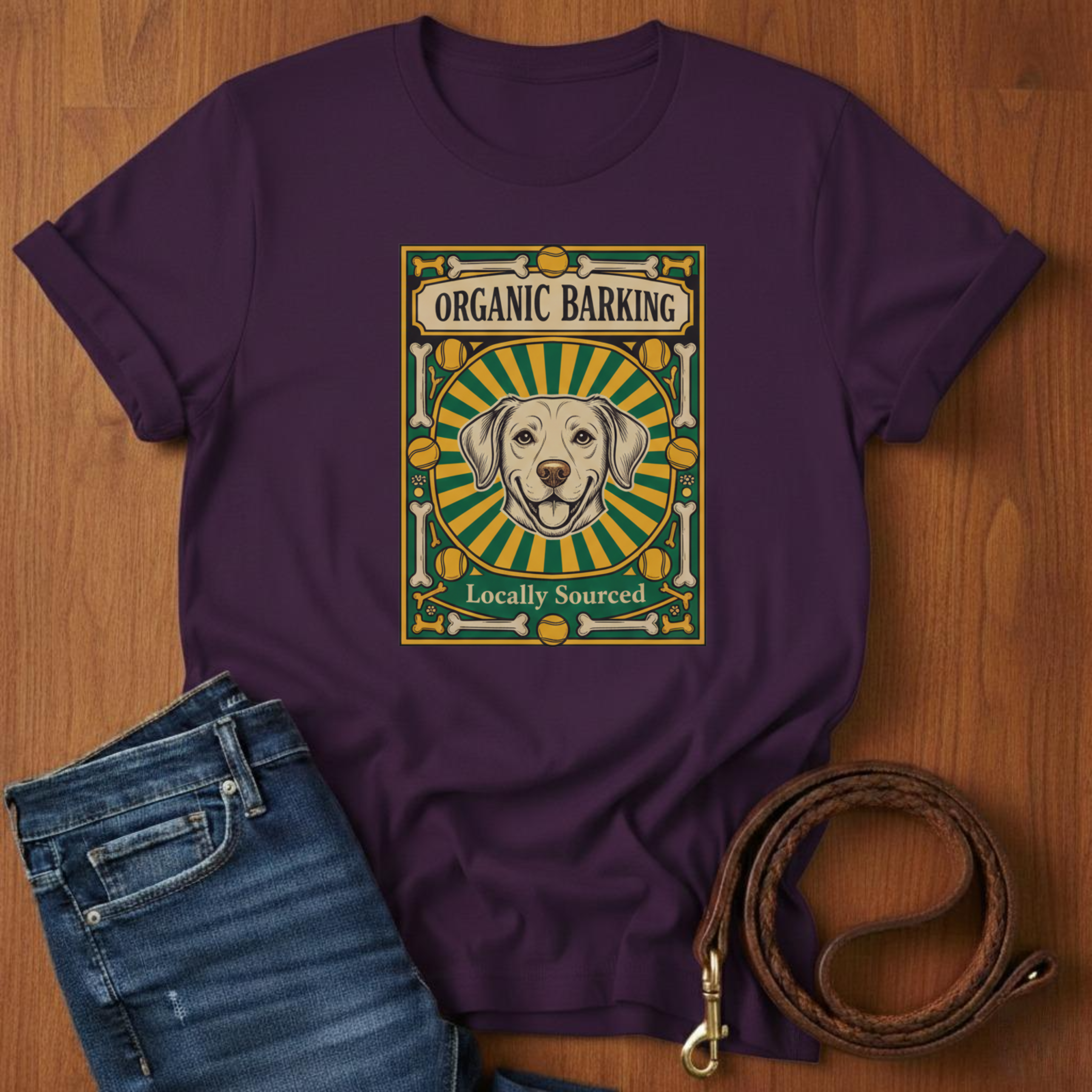 Organic Barking Labrador Retriever T-Shirt — close-up — Always My Dog