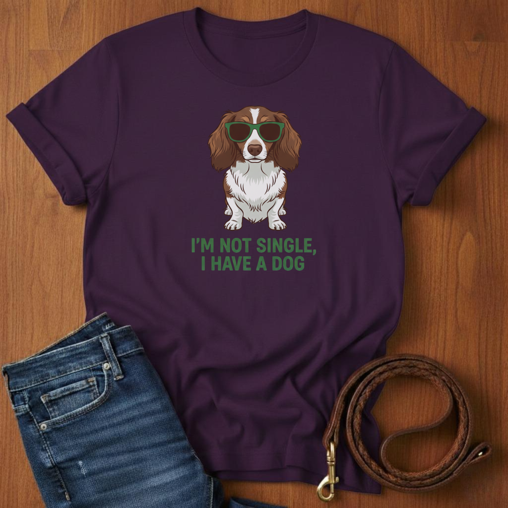 I'm Not Single Dachshund T-Shirt — close-up — Always My Dog