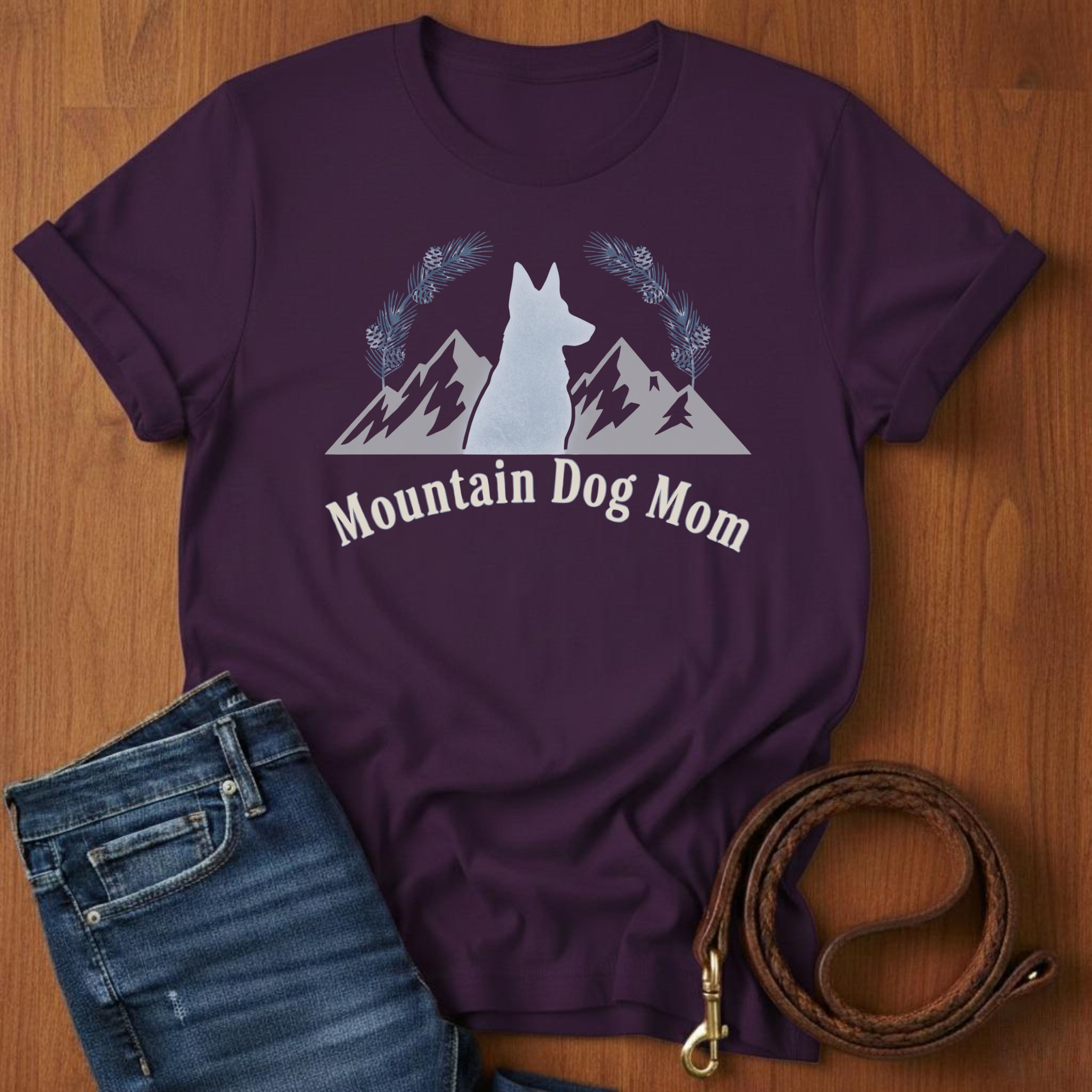 Mountain Dog Mom T-Shirt — close-up — Always My Dog
