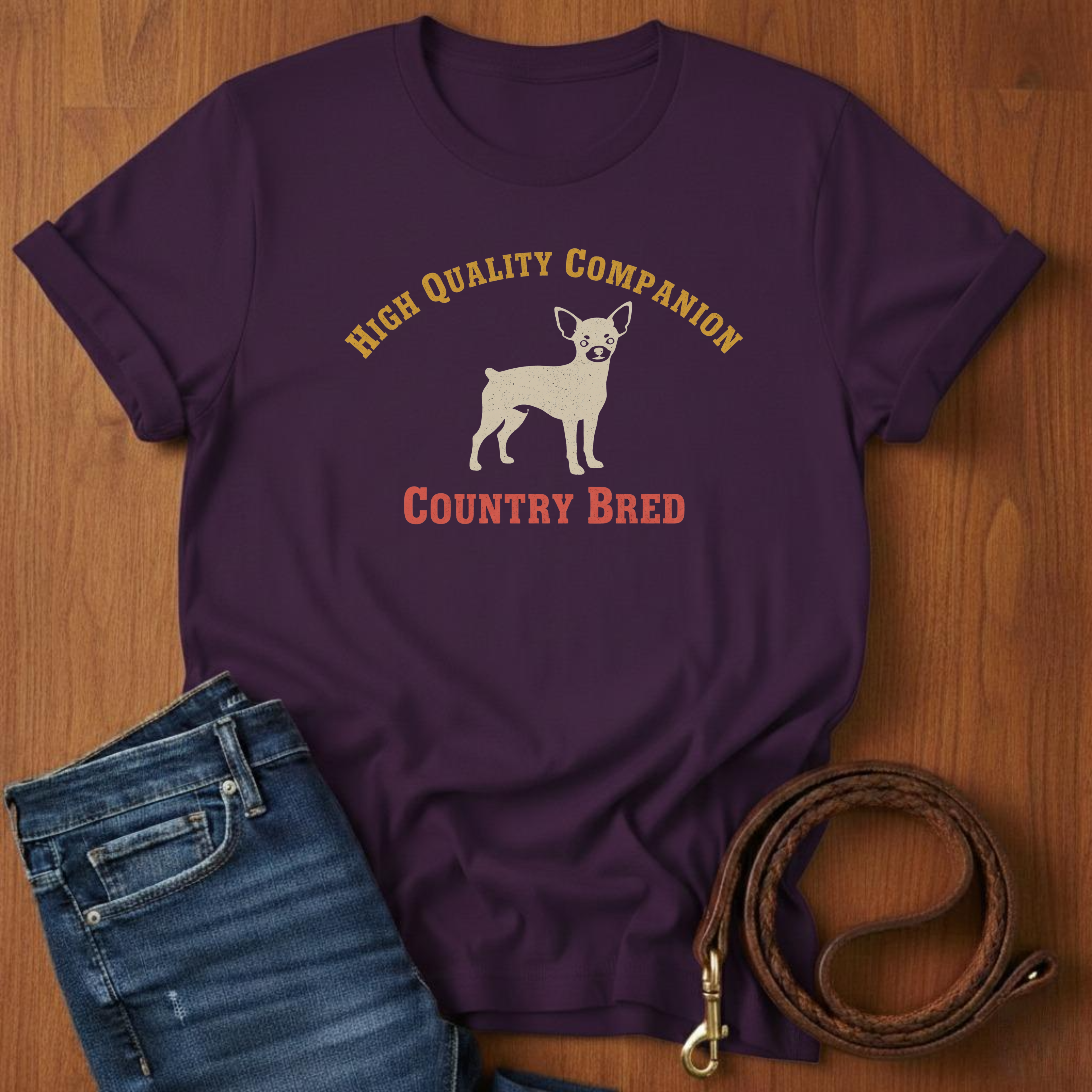 High Quality Companion Chihuahua T-Shirt — close-up — Always My Dog