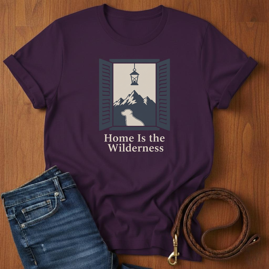 Home is the Wilderness T-Shirt — close-up — Always My Dog