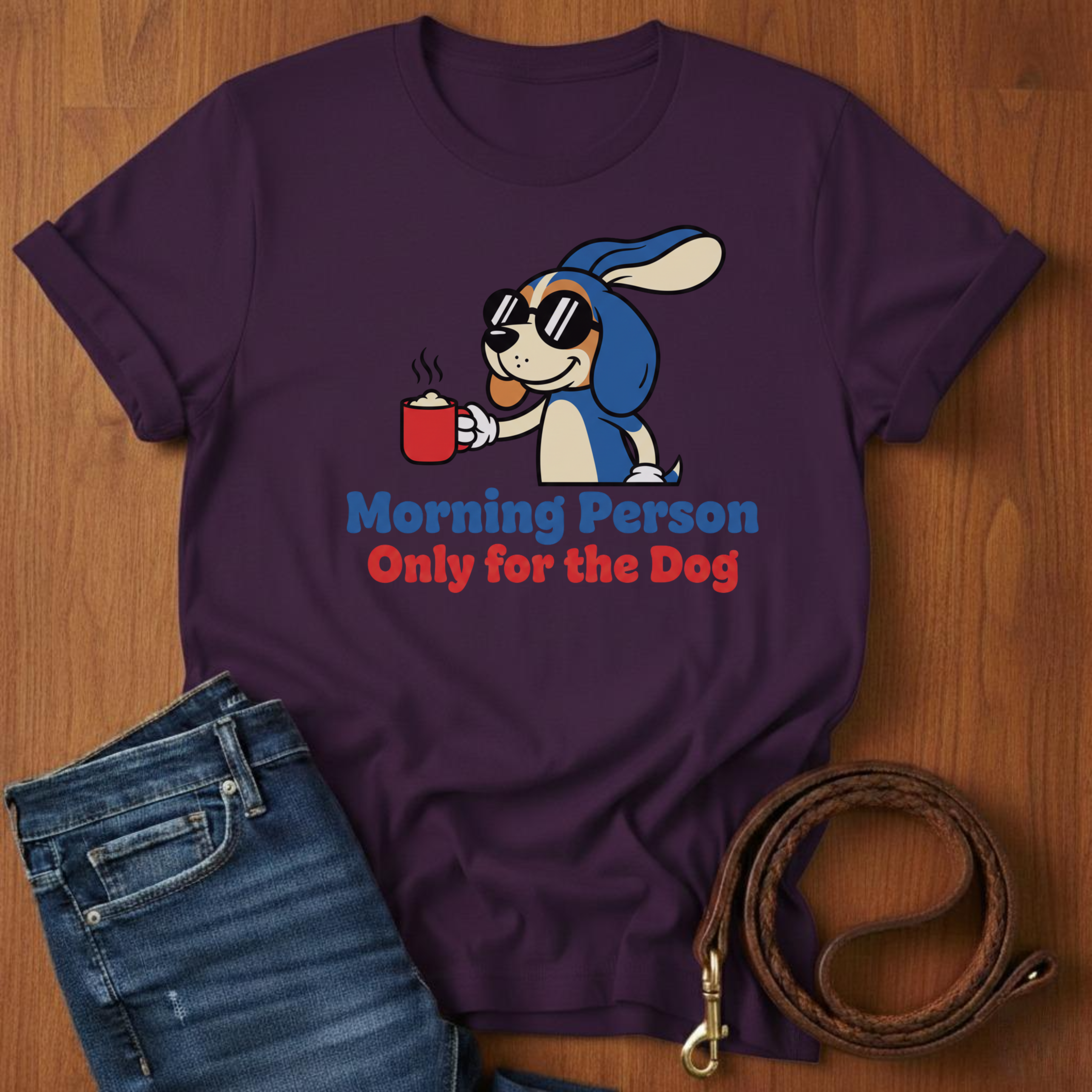 Morning Person. Only For The Dog T-Shirt — detail view — Always My Dog