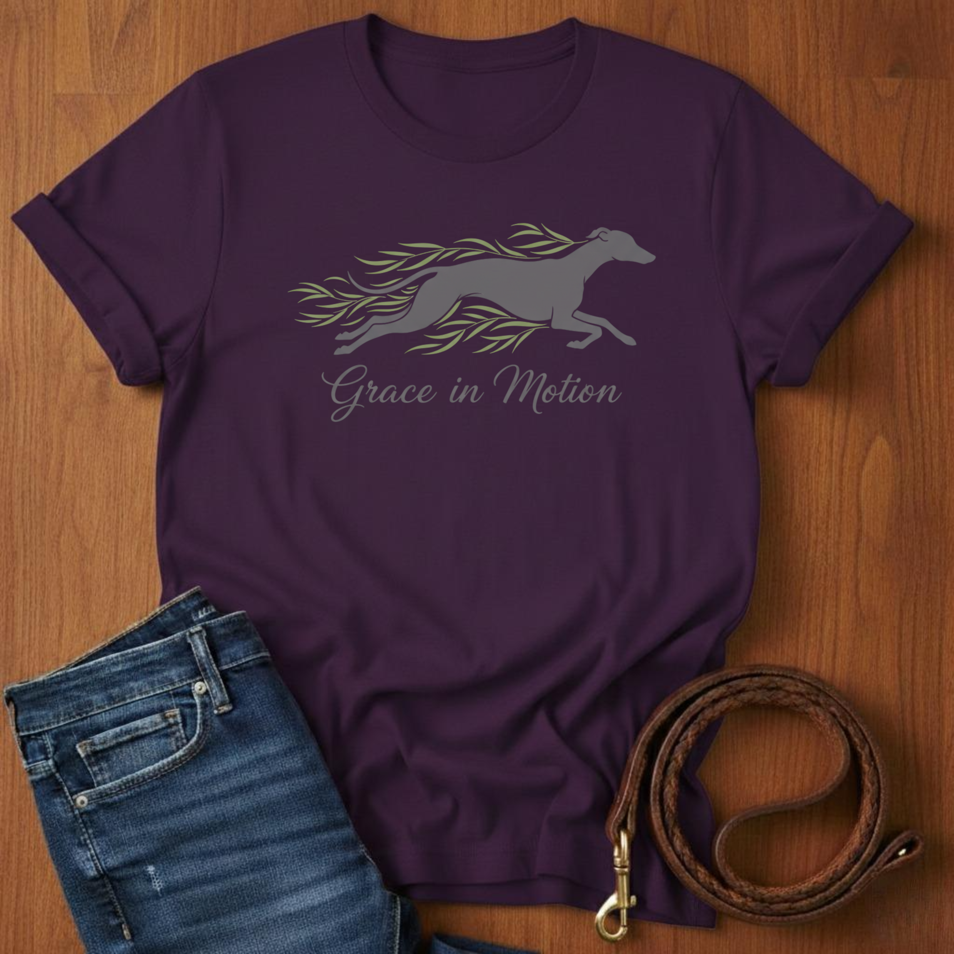 Grace In Motion Greyhound T-Shirt — detail view — Always My Dog