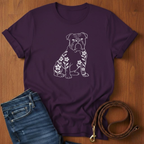 English Bulldog And Flowers T-Shirt — detail view — Always My Dog
